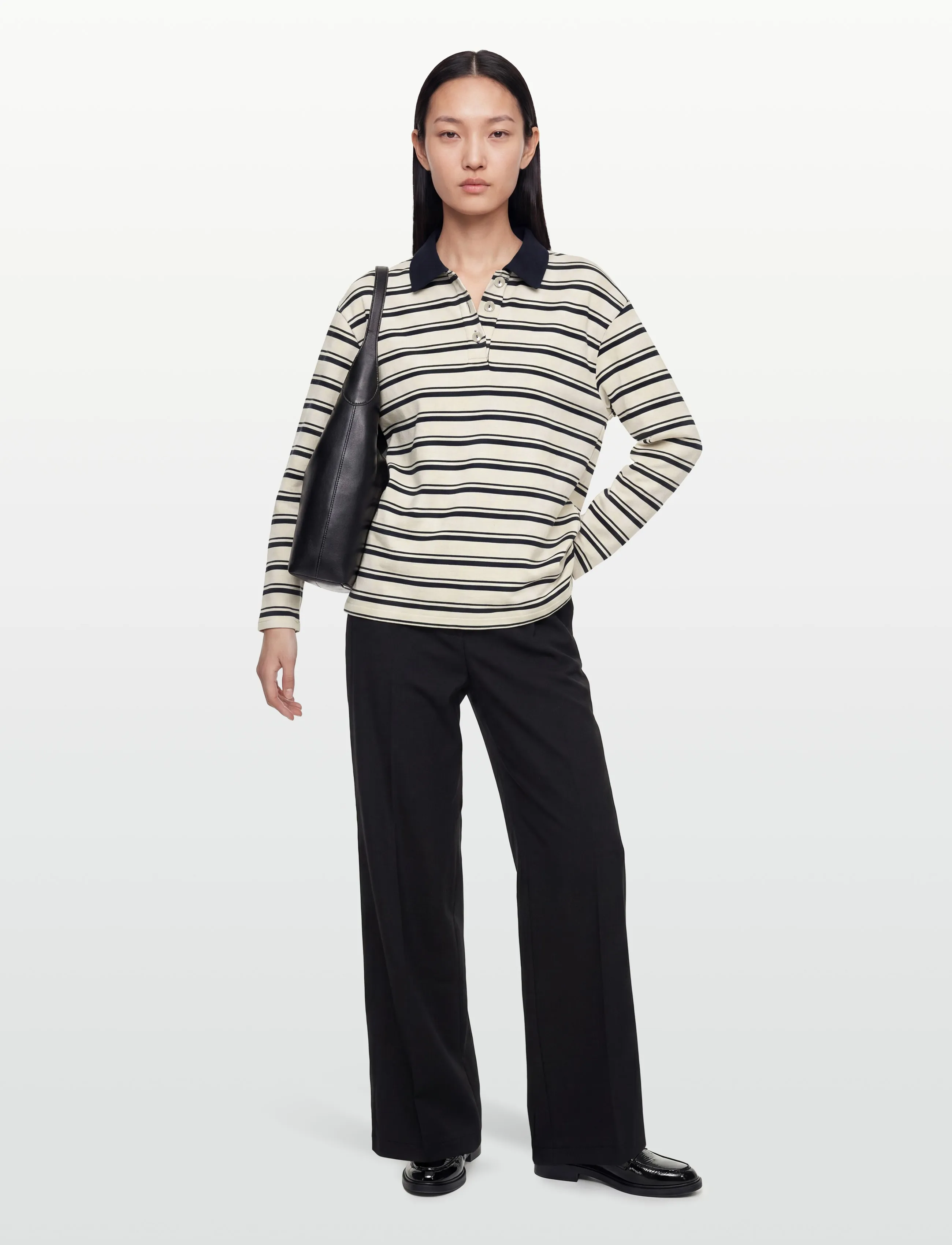 United Colors of Benetton L/S Polo Shirt, M, T-shirts & Oberteile, Creme - Long-sleeved, Frauen