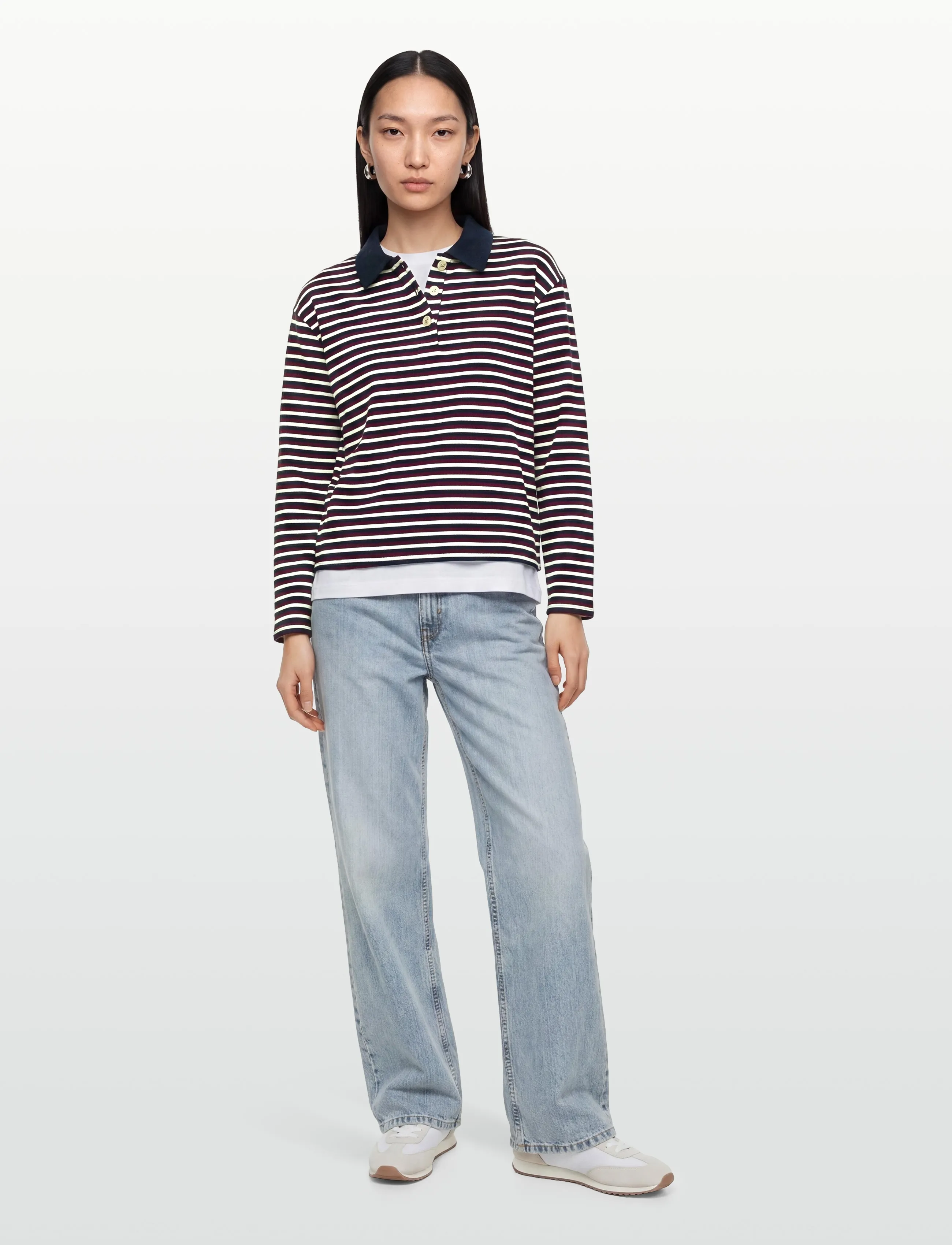 United Colors of Benetton L/S Polo Shirt, L, Navy, T-Shirts & Toppe > Langærmede, Dame