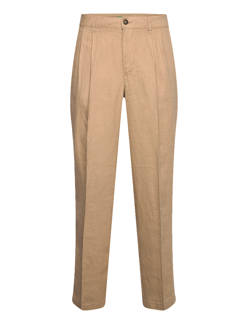 United Colors of Benetton - TROUSERS - leinenhosen - beige - 0