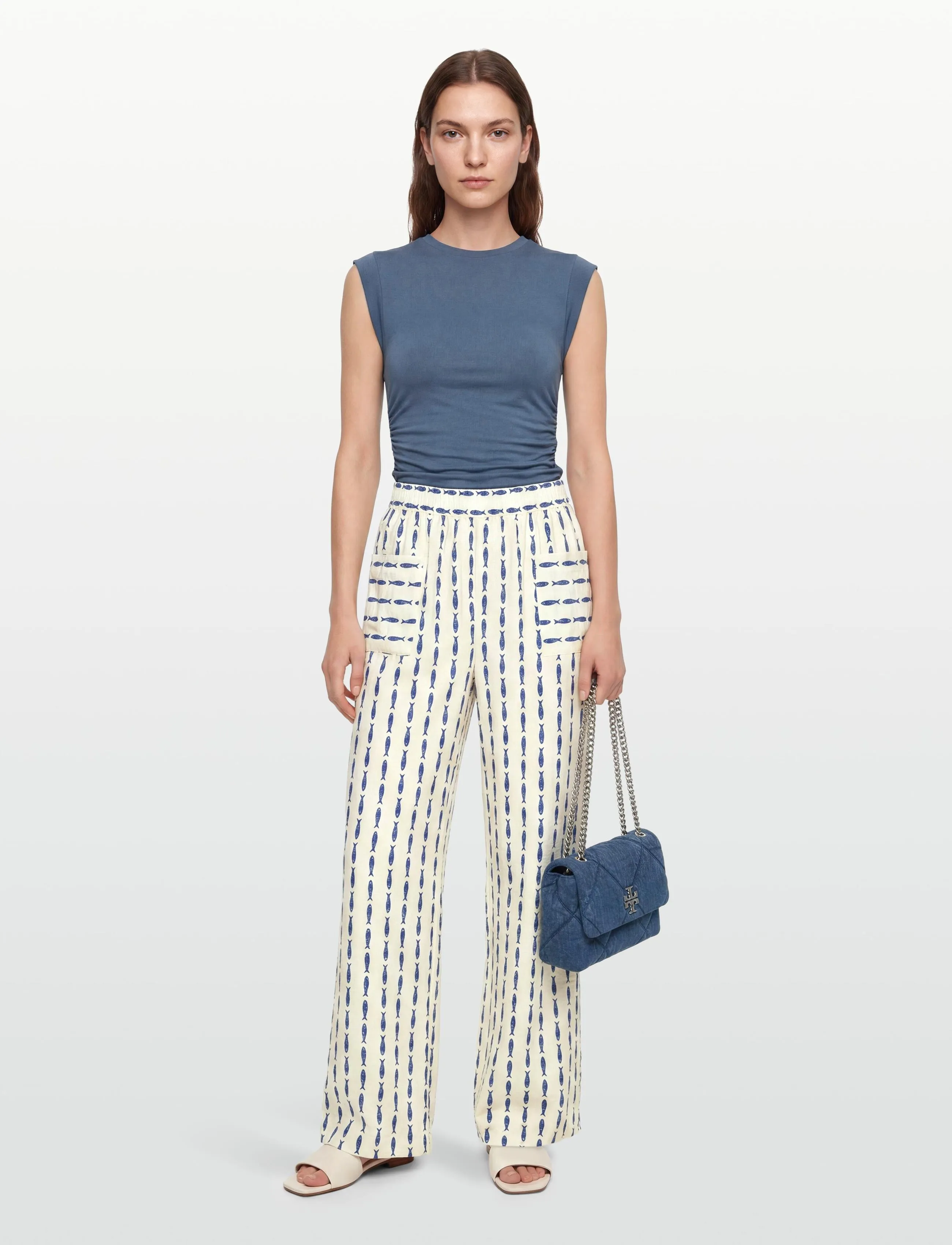 United Colors of Benetton Trousers, L, Cream, Bukser > Brede Ben, Dame