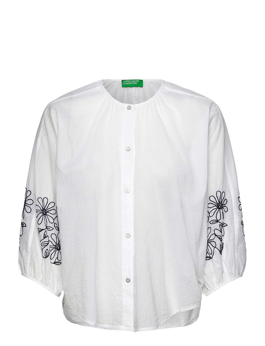 United Colors of Benetton - SHIRT - kortærmede bluser - white - 0