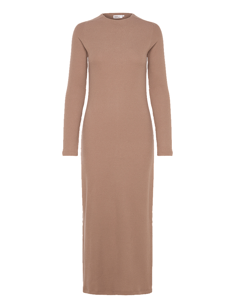 Once Untold - Daniela Rib Dress - knitted dresses - brown melange - 1