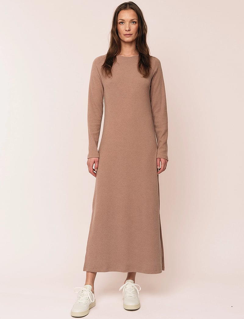 Once Untold - Daniela Rib Dress - knitted dresses - brown melange - 0