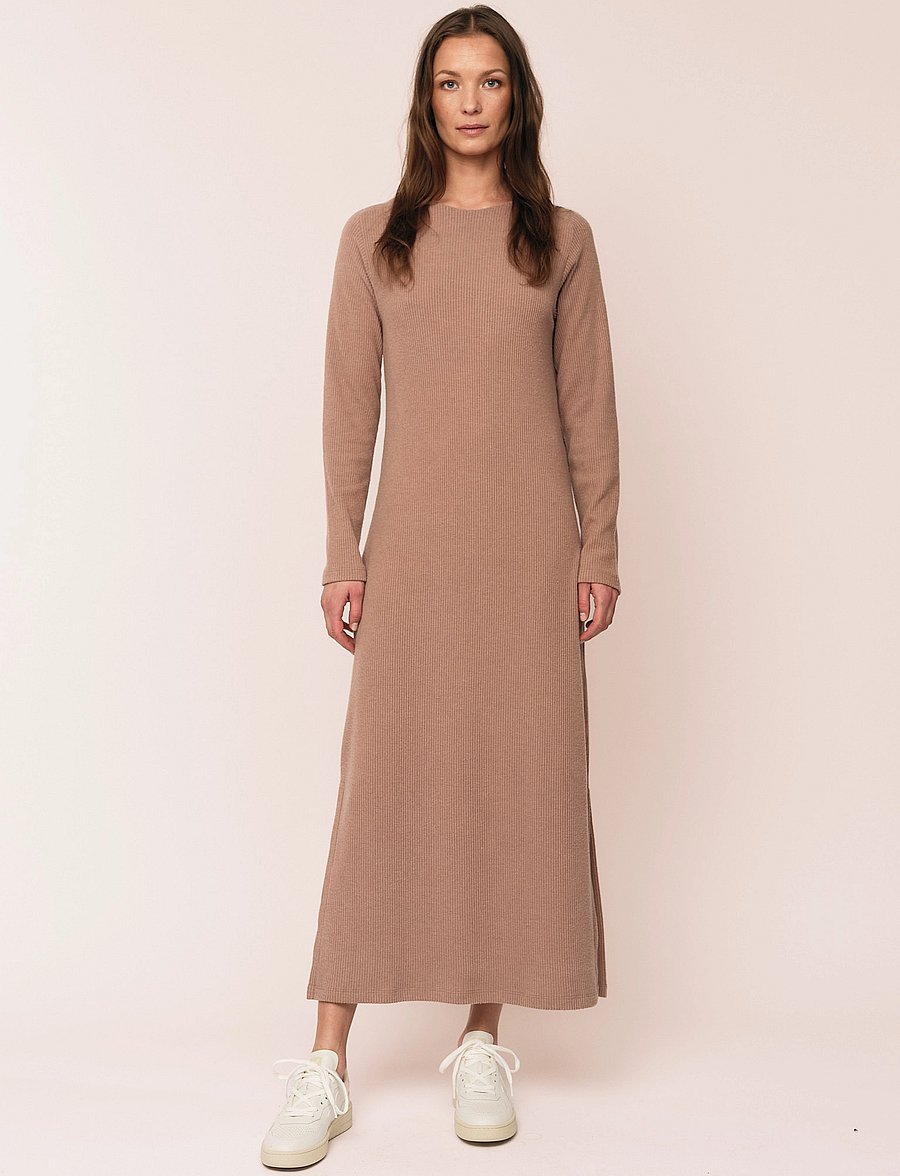 Once Untold - Daniela Rib Dress - strickkleider - brown melange - 0