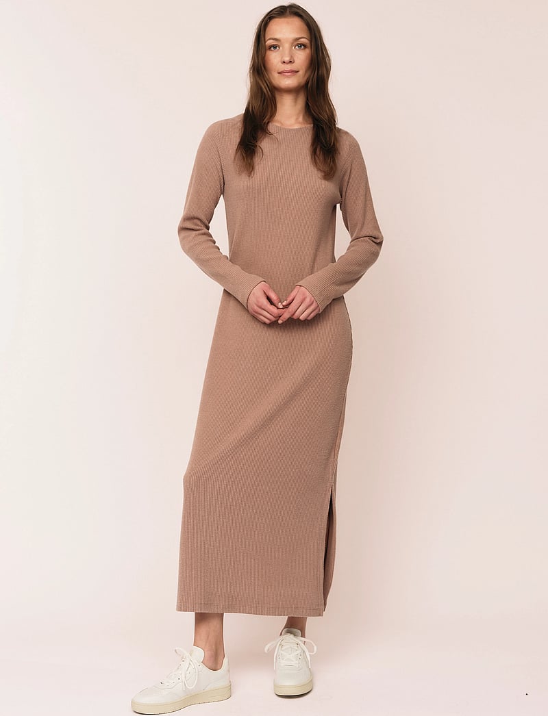 Once Untold - Daniela Rib Dress - knitted dresses - brown melange - 5