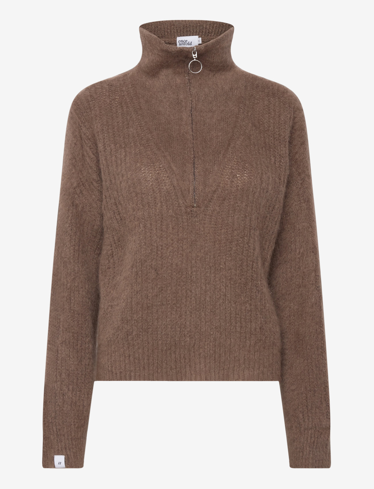 Once Untold - Florie Brushed Zip Knit - striktrøjer - chocolate brown - 1
