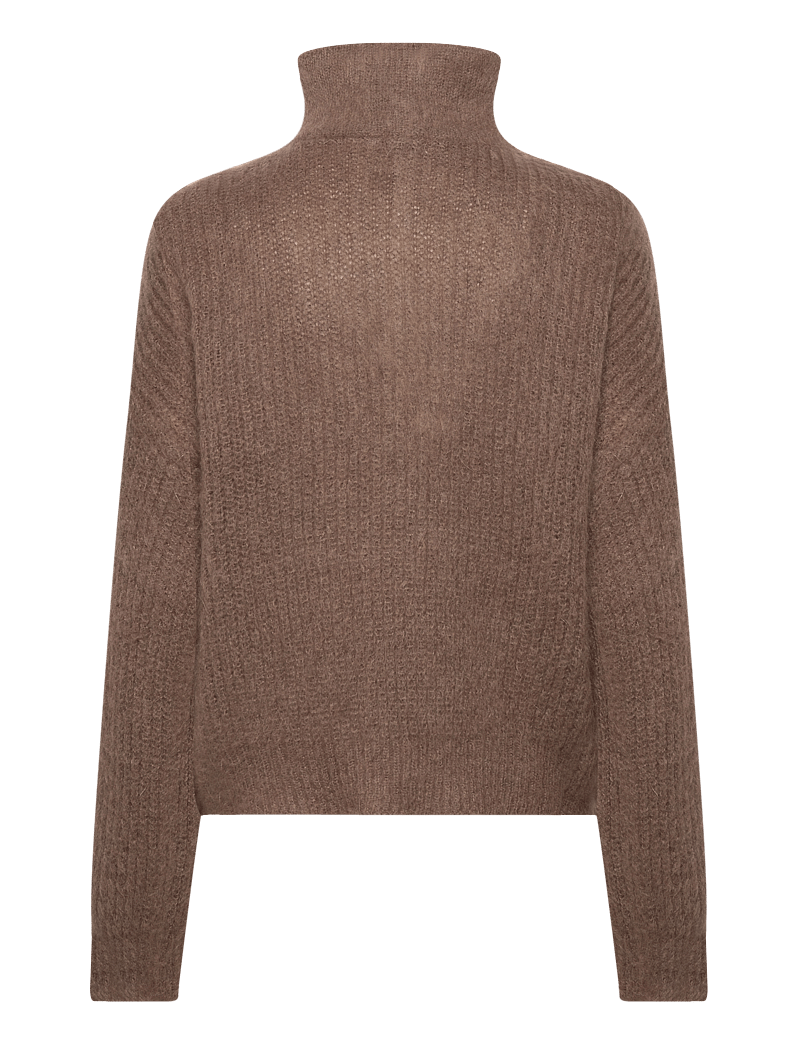 Once Untold - Florie Brushed Zip Knit - striktrøjer - chocolate brown - 2