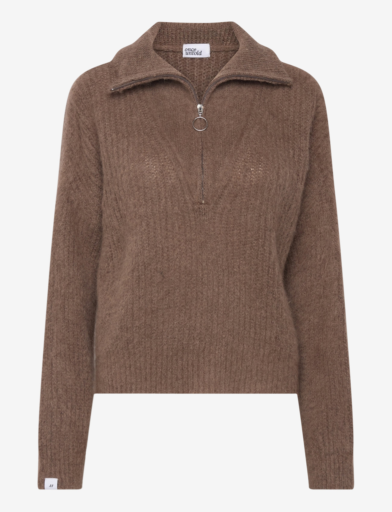 Once Untold - Florie Brushed Zip Knit - striktrøjer - chocolate brown - 3