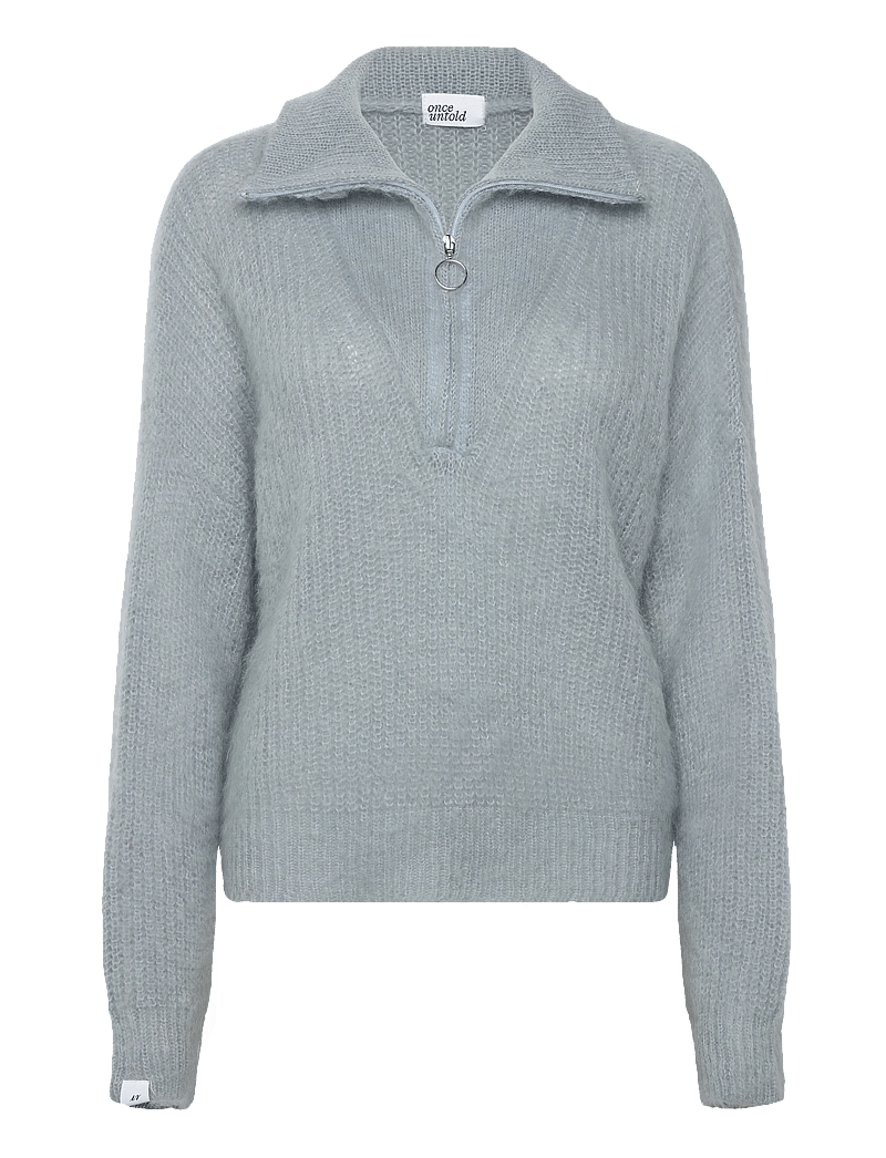 Once Untold - Florie Brushed Zip Knit - striktrøjer - sky blue - 3