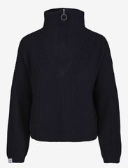 Florie Cotton Zip Knit Sweater - DARK NAVY