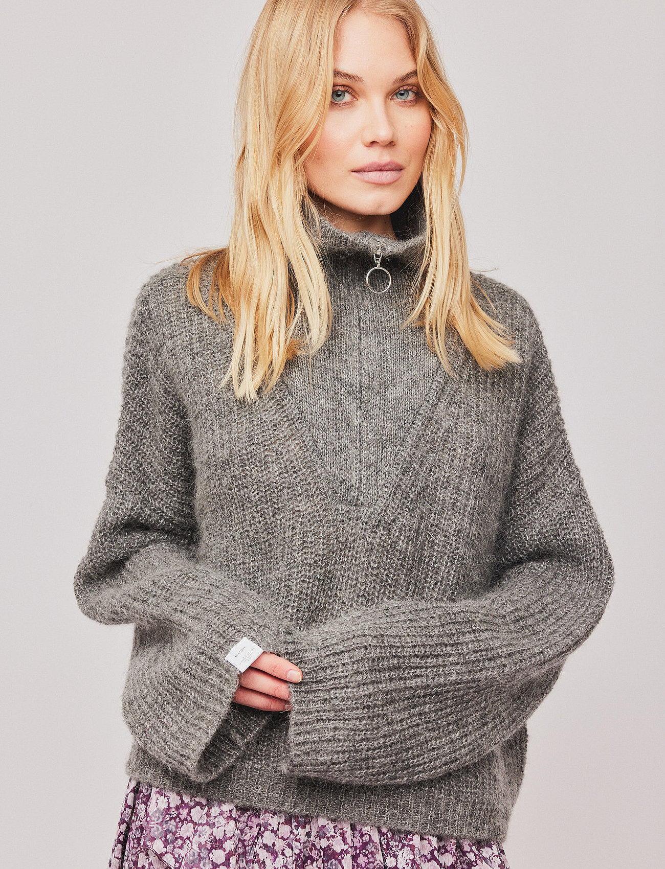Once Untold - Florie Zip Knit Sweater - swetry - winter grey - 1