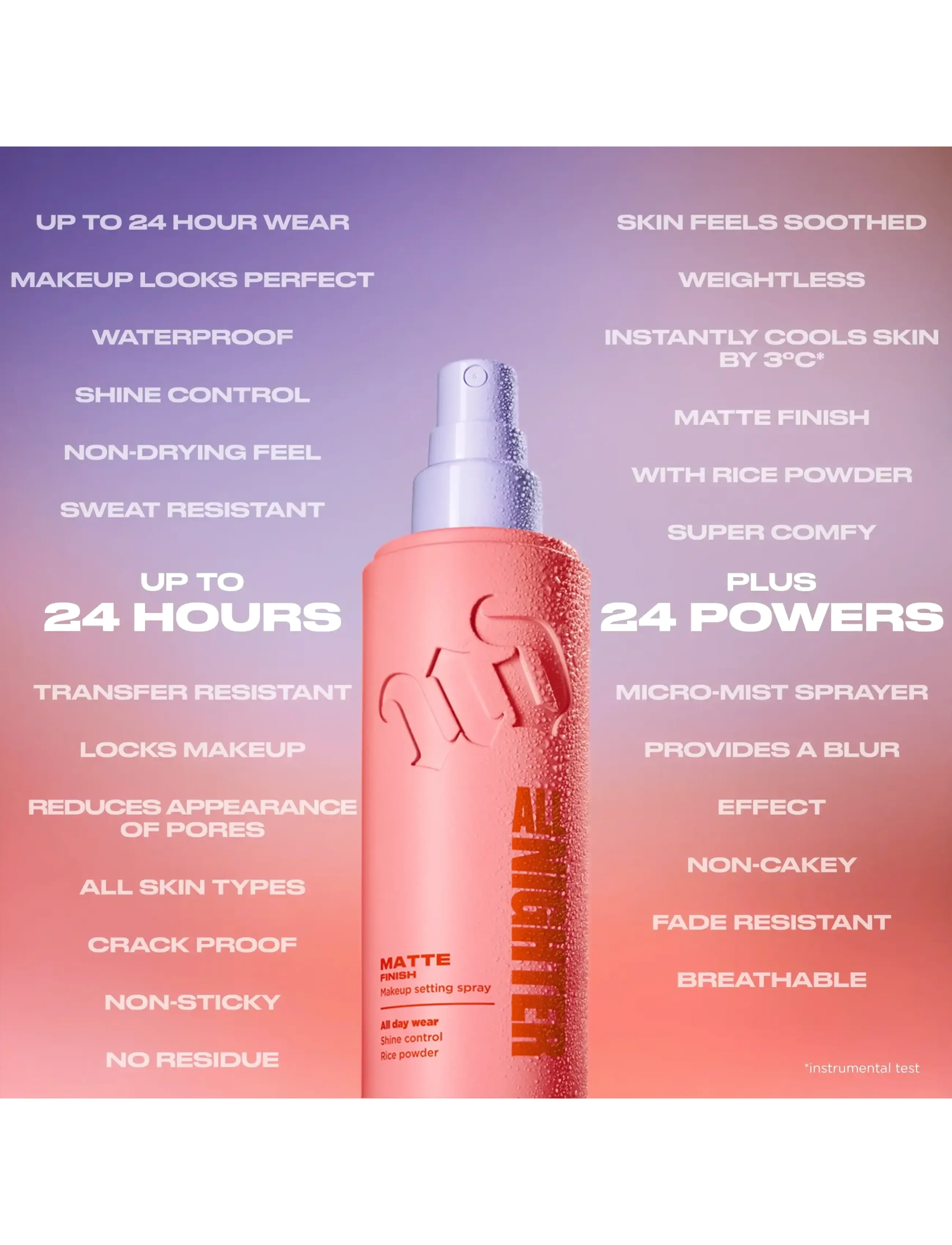 Urban Decay - Urban Decay All Nighter Makeup Setting Spray Matte Finish 30ml - smink - clear - 3