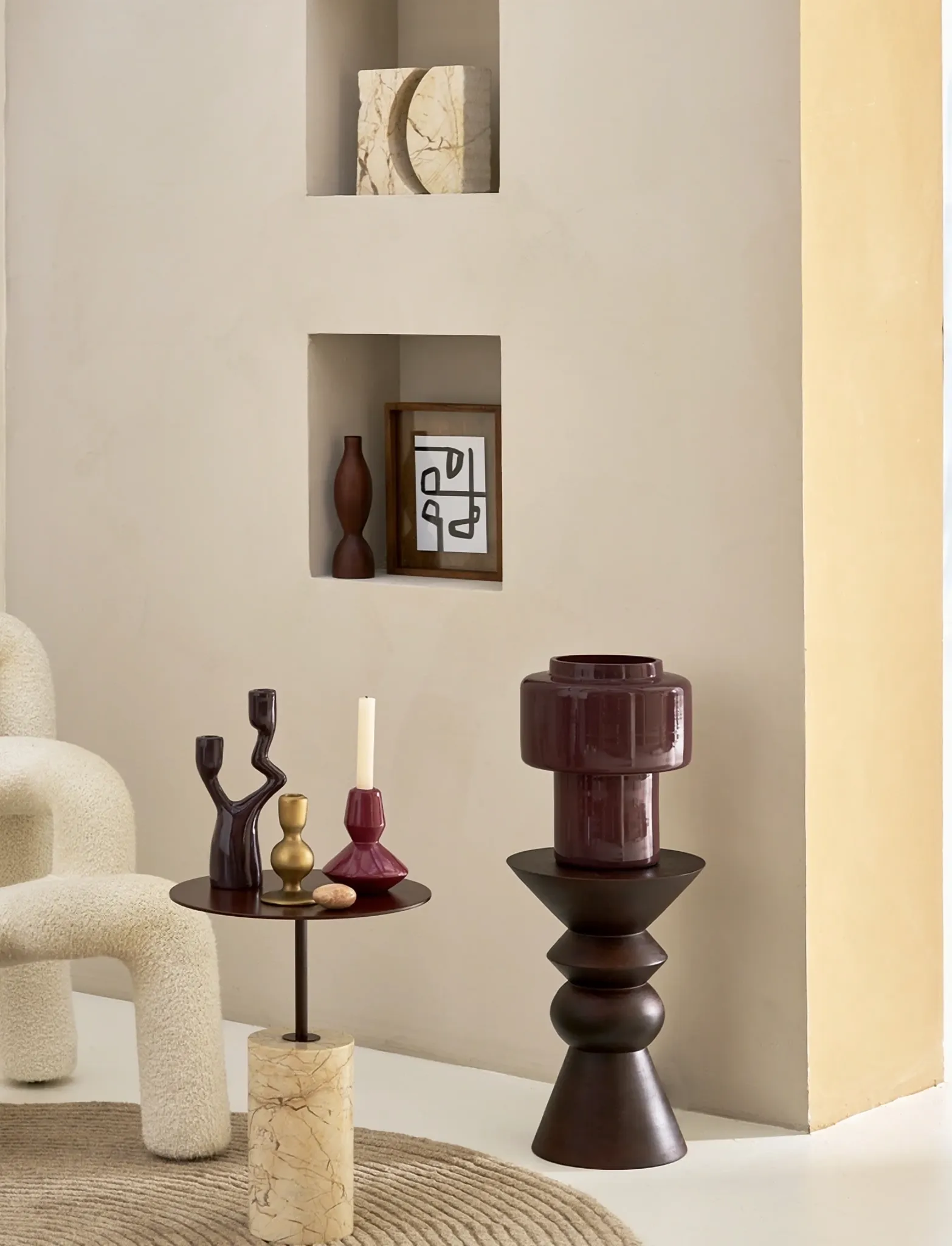 Urban Nature Culture Side Table Macy B, Ø 36 cm, Tables, Beige - Tables & Small Homeware