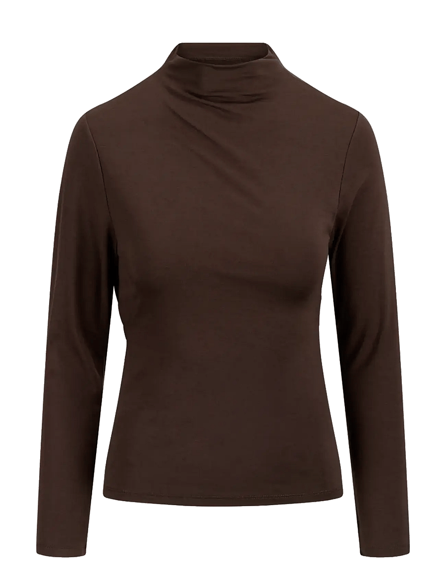 Urban Pioneers - Lori LS Top - long-sleeved tops - black coffee - 1