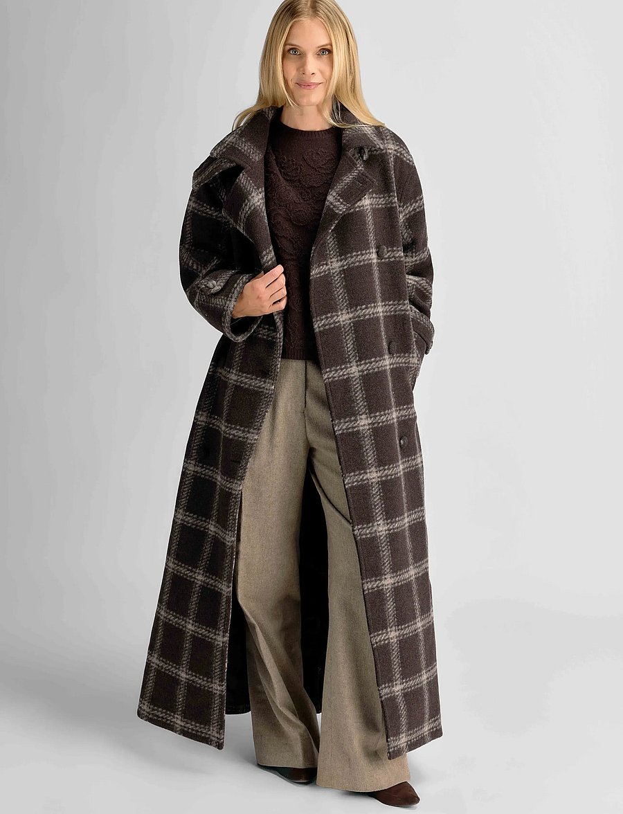 Urban Pioneers - Nora Trenchcoat - black coffee check - 3