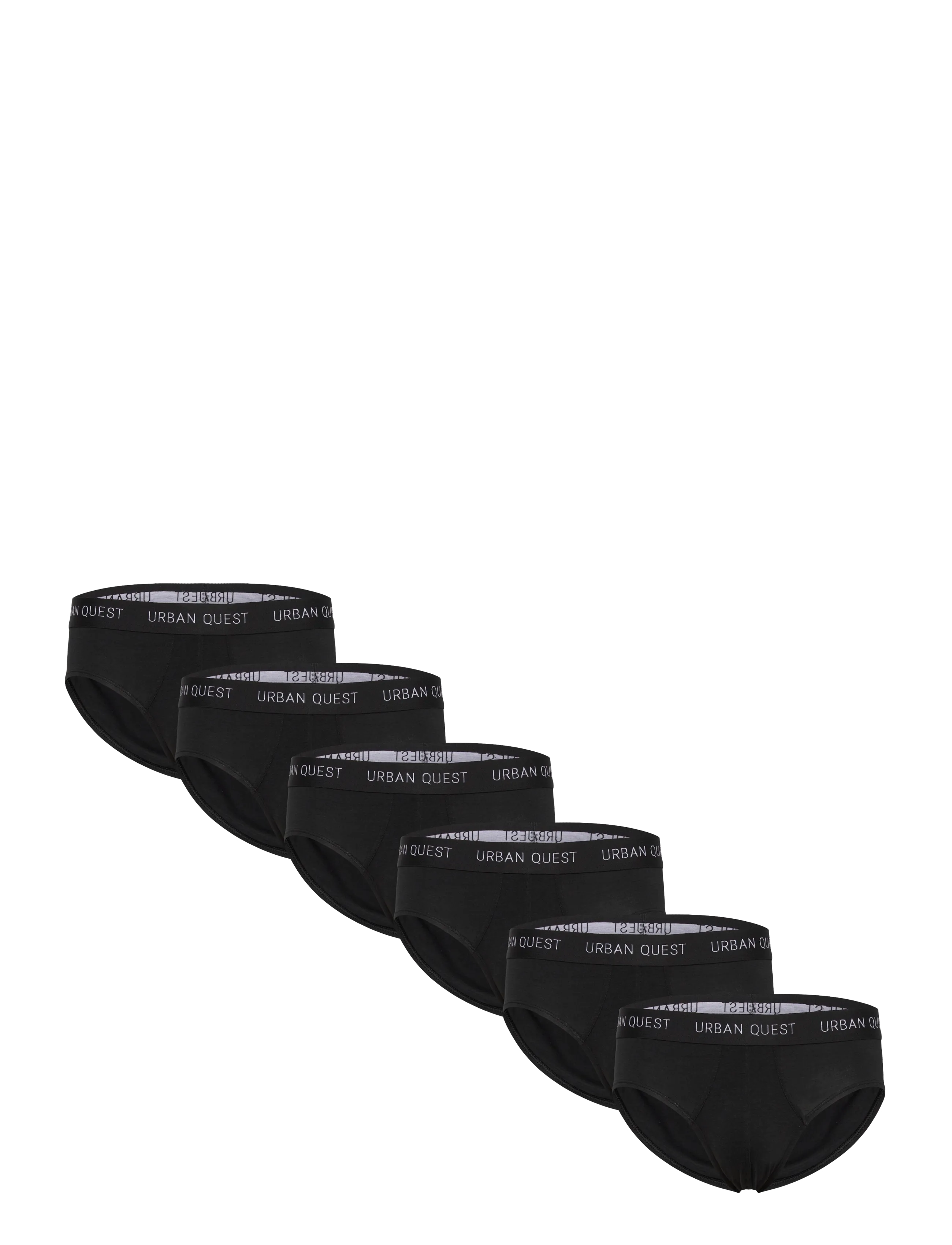 URBAN QUEST 6-Pack Herren Bamboo Brief Schwarz - XL - Herren