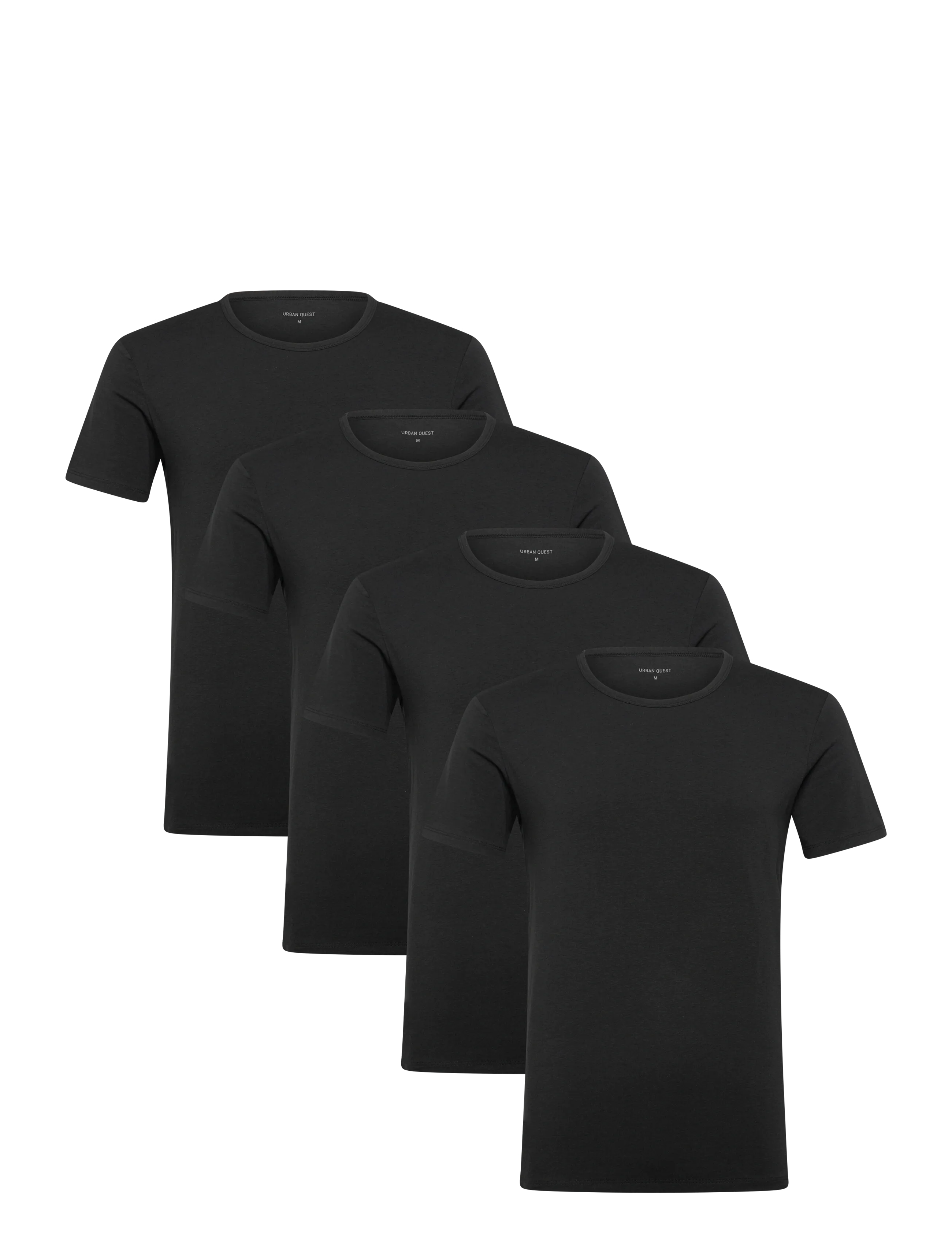 URBAN QUEST 4-Pack Men Bamboo shortsleeved Undershirt - Underkläder - BLACK / black