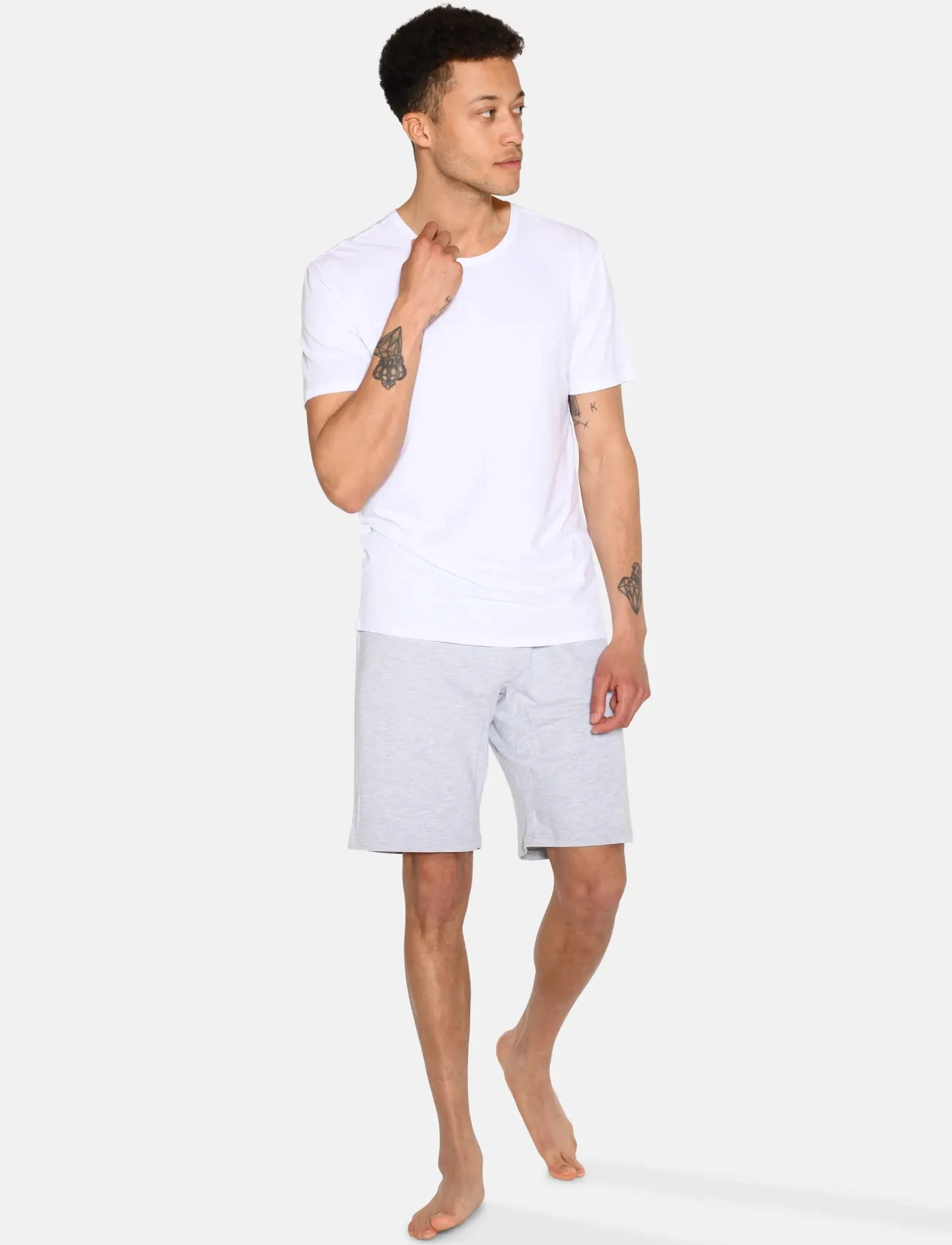 URBAN QUEST - 4-Pack Men Bamboo shortsleeved Undershirt - pyjamaoberteil - white - 2