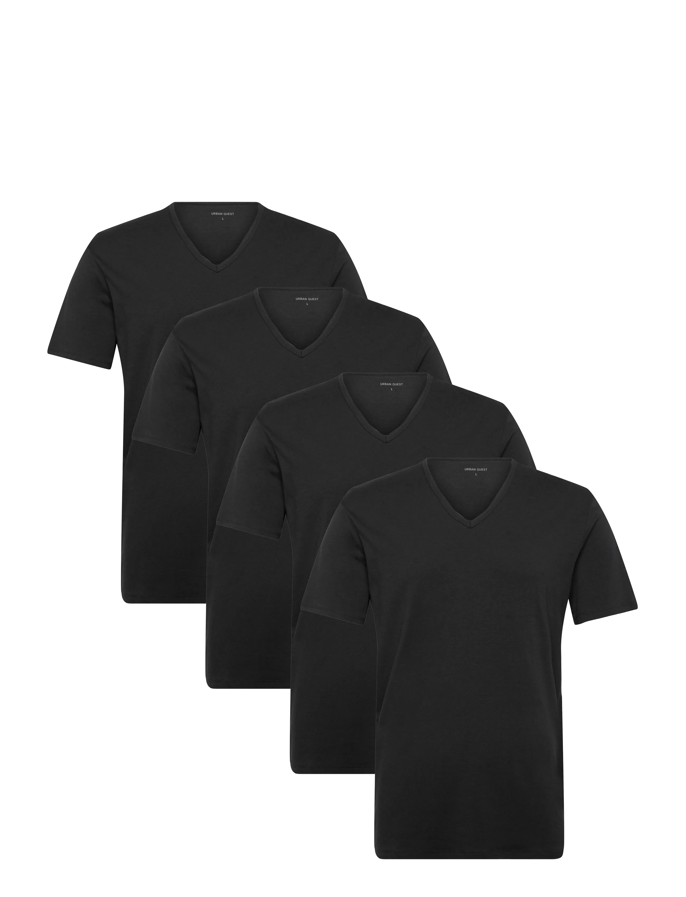 URBAN QUEST 4-Pack Men Bamboo V-neck Undershirt - Underkläder - BLACK / black