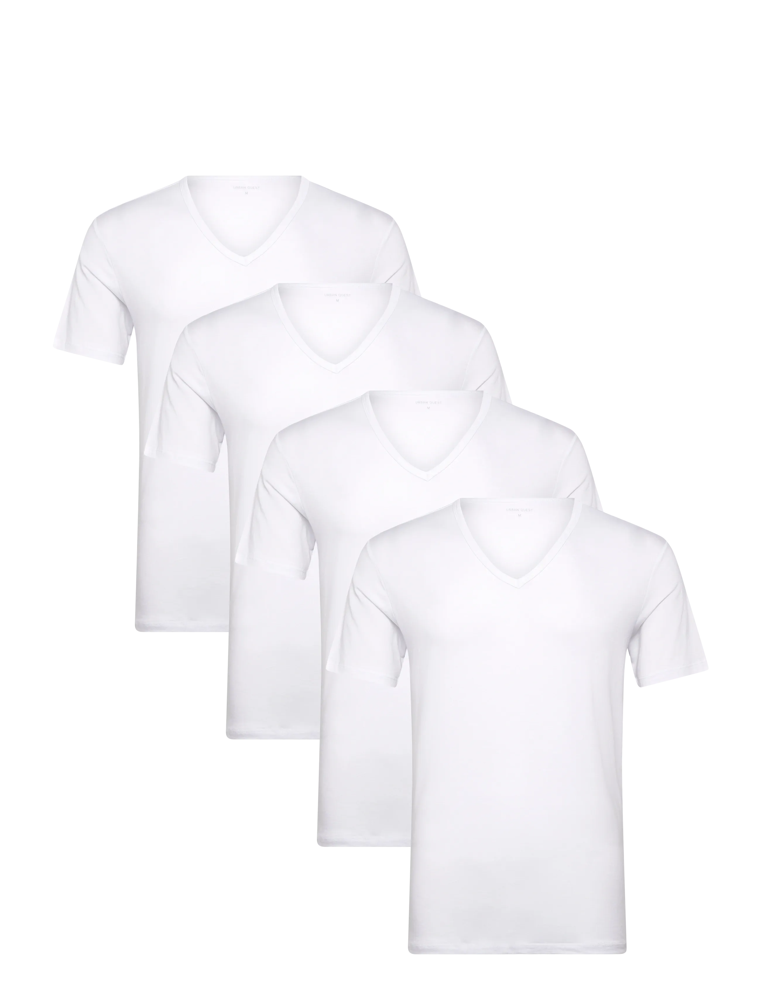 URBAN QUEST 4-Pack Herren Bamboo V-Ausschnitt Undershirt Weiß - L - Herren