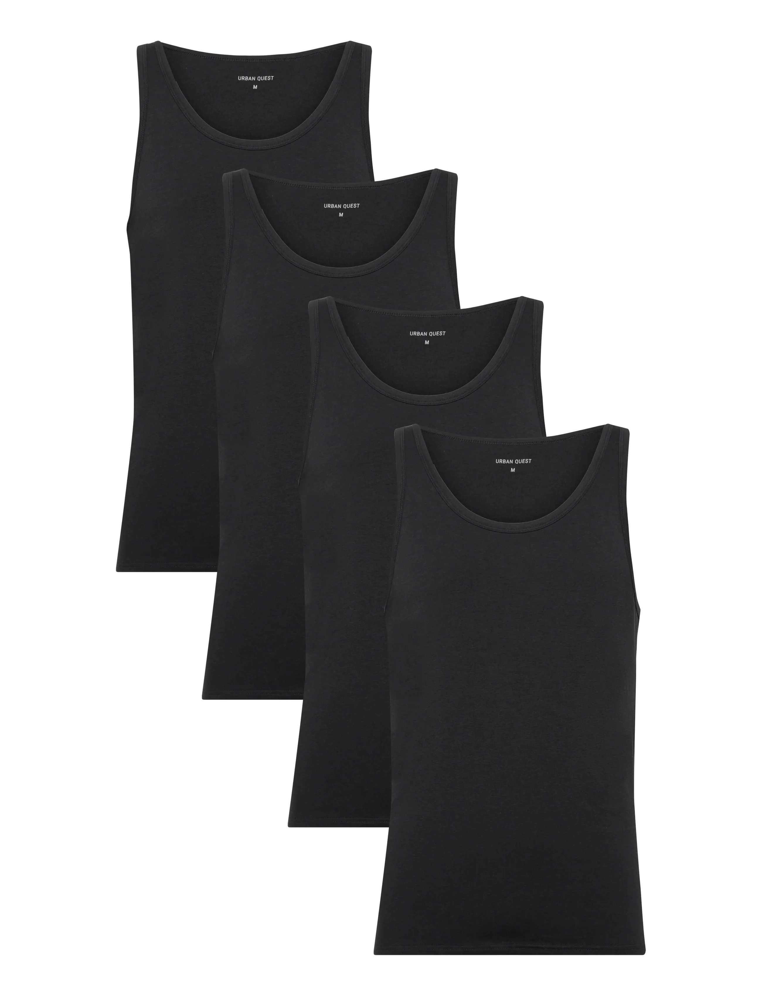 URBAN QUEST 4-Pack Men Bamboo Tank Top - Underkläder - BLACK / black