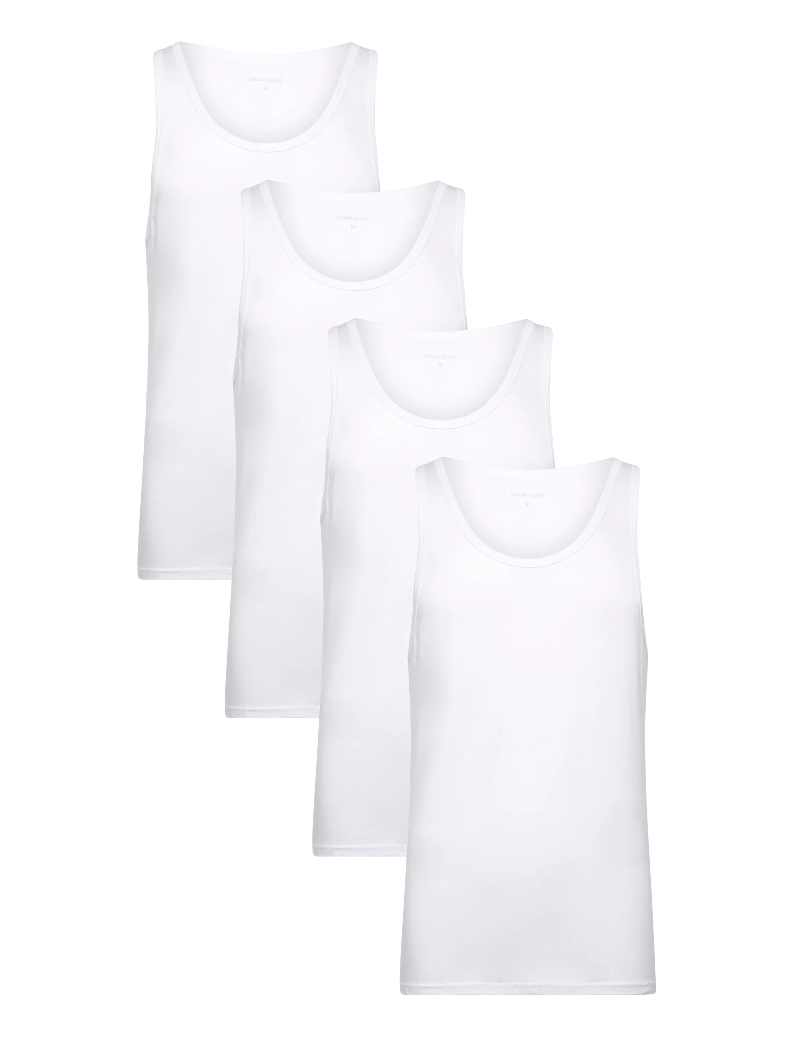 URBAN QUEST 4-Pack Herren Bamboo Tank Oberteil Weiß - L - Herren