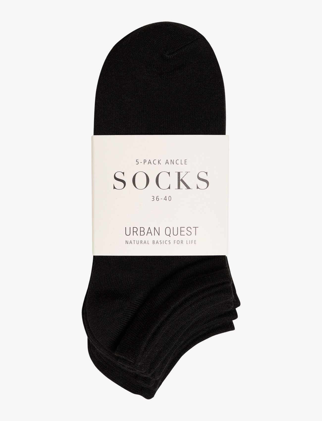 URBAN QUEST - THE BAMBOO WOMEN FOOTIES 5-PACK - ankelstrømper - black - 1