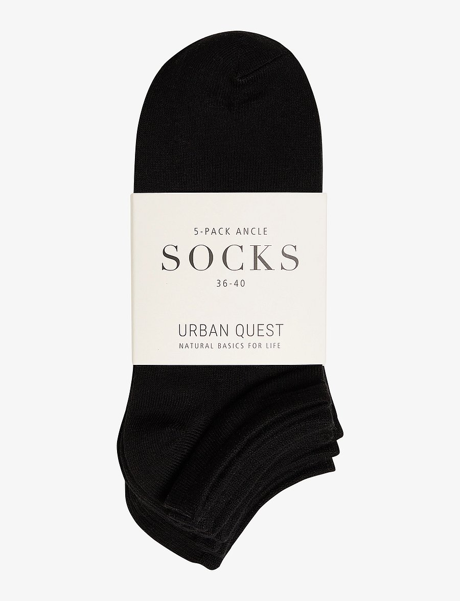 URBAN QUEST - THE BAMBOO WOMEN FOOTIES 5-PACK - ankelstrømper - black - 1