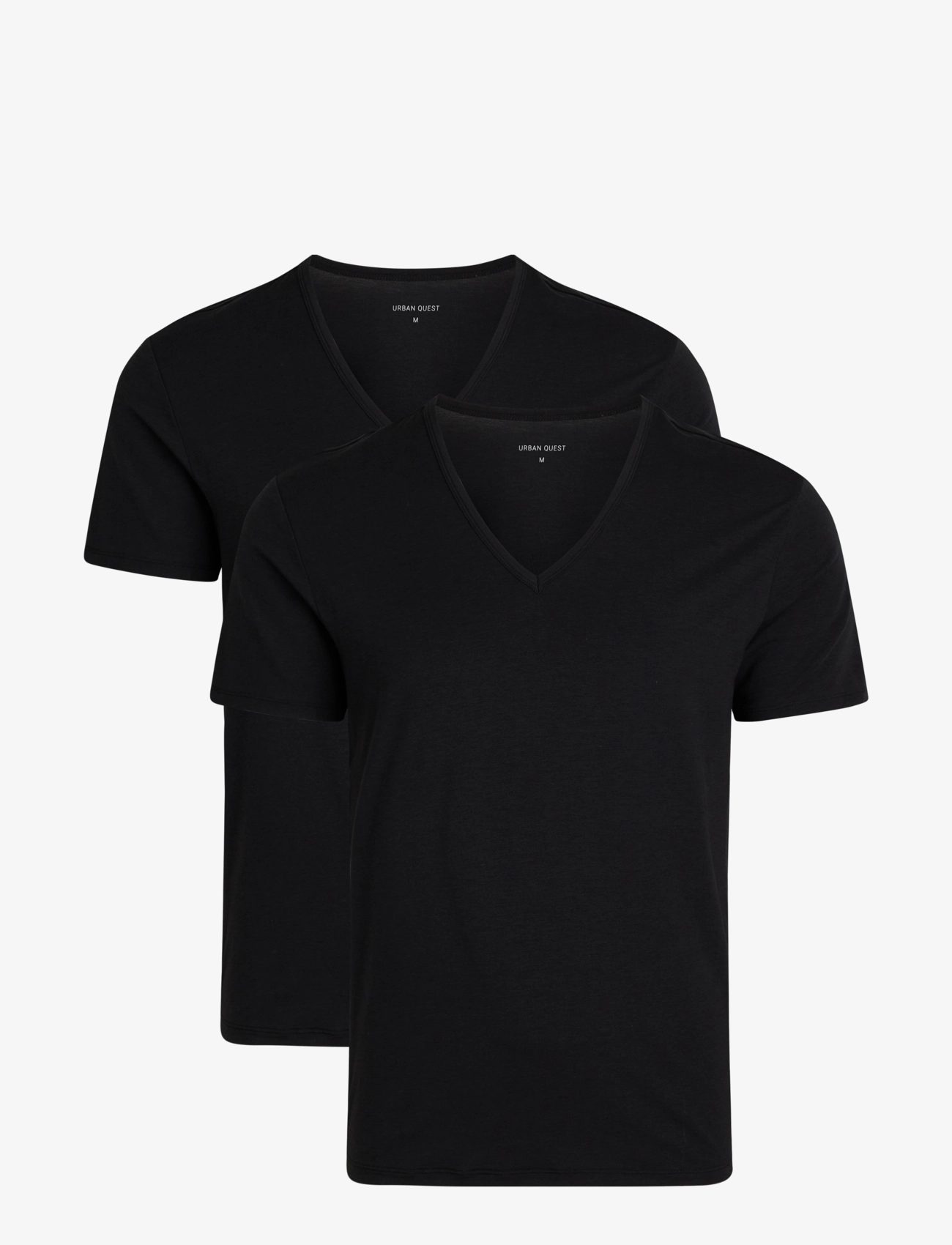 URBAN QUEST Urban Quest The Bamboo Mens V-Ausschnitt Undershirt 2-Pack Schwarz - XL - Herren