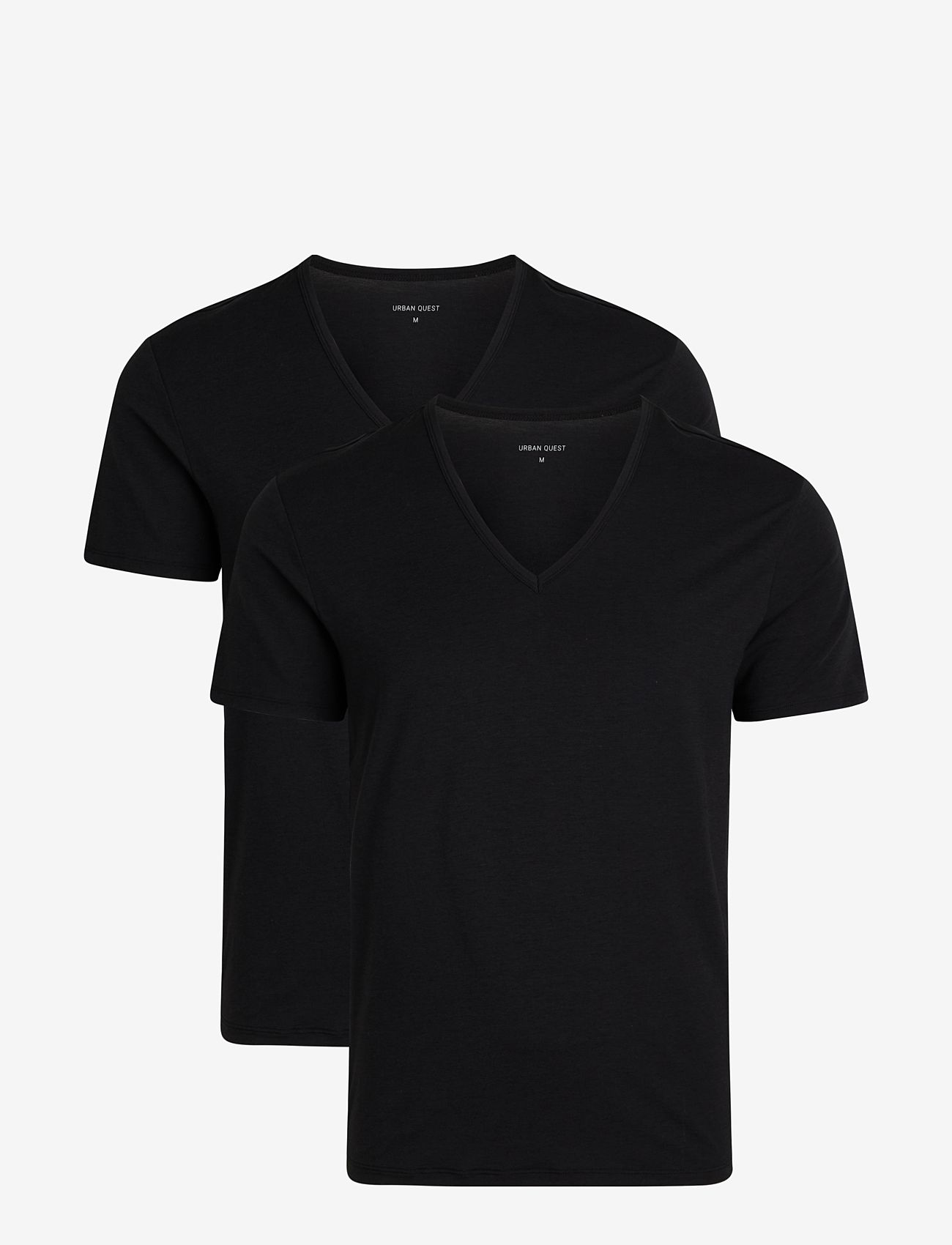 URBAN QUEST - 2-Pack Men Bamboo V-neck Undershirt - pižamų marškinėliai - black - 0