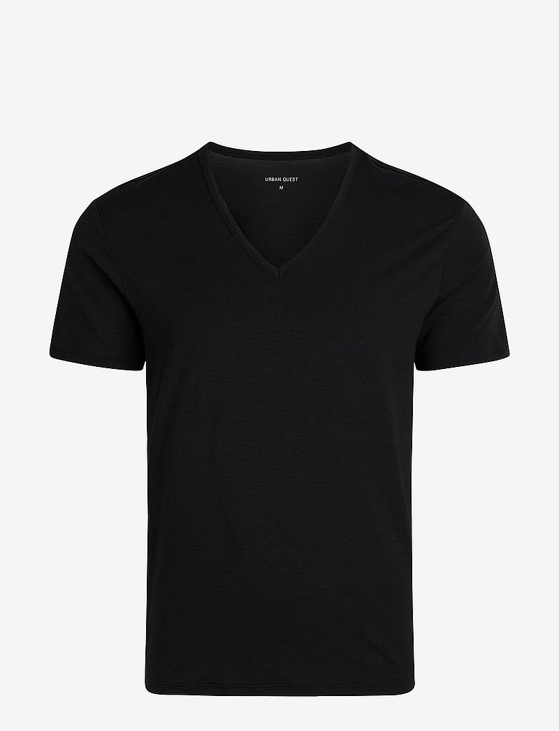 URBAN QUEST - 2-Pack Men Bamboo V-neck Undershirt - nattrøjer - black - 2