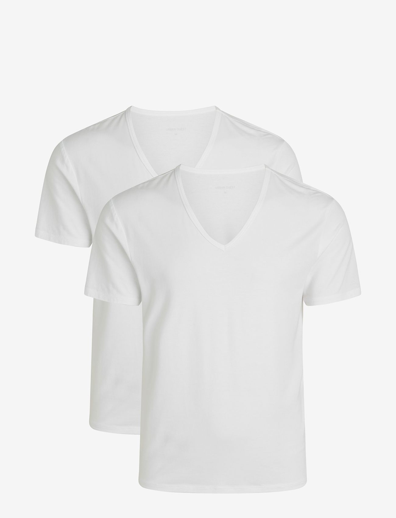 URBAN QUEST 2-Pack Men Bamboo V-neck Undershirt - Undertøj - WHITE / white