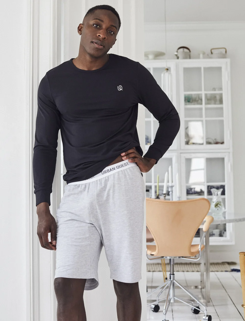 URBAN QUEST - Men Bamboo Sweatshorts - pidžaamapüksid - light grey melange - 4