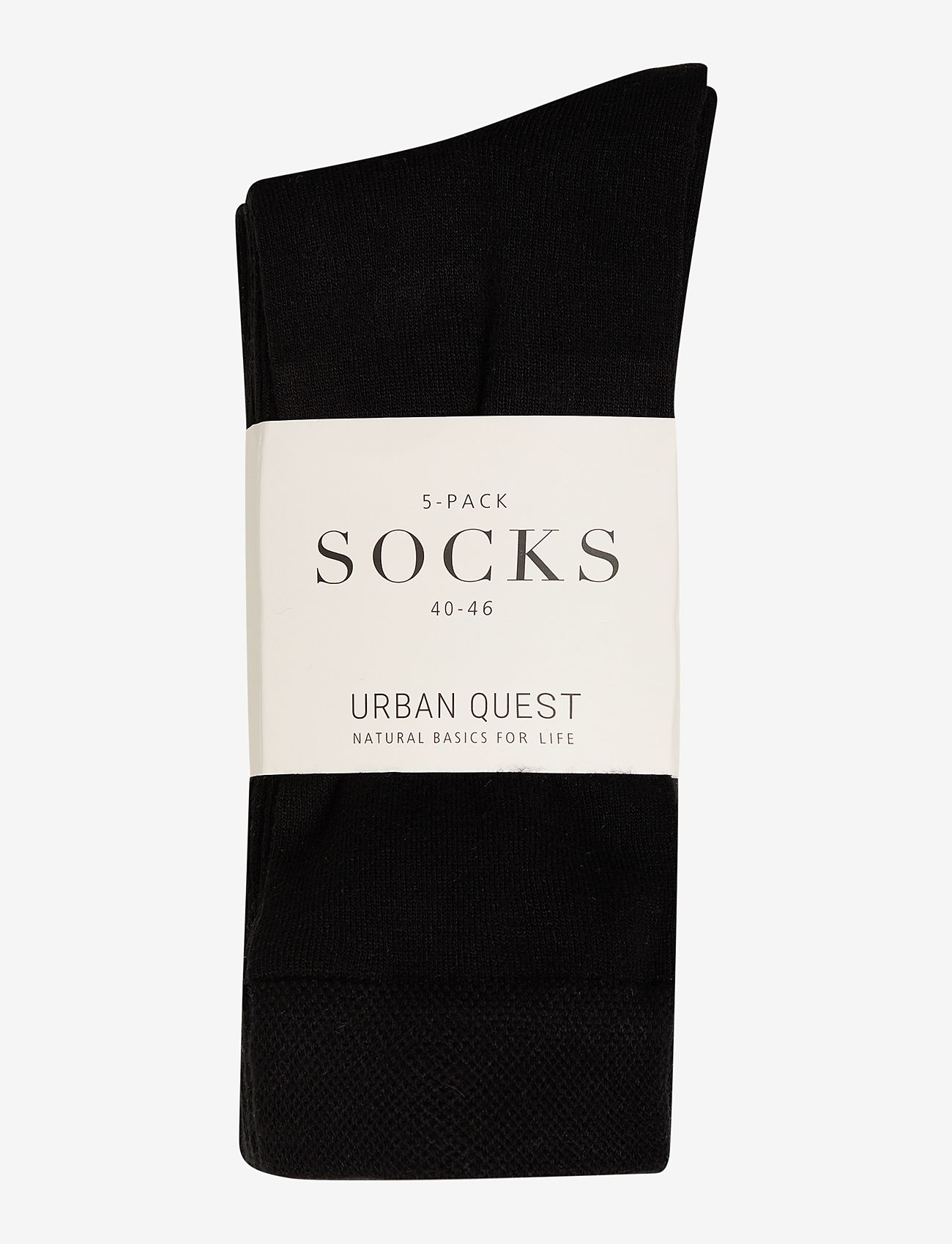 URBAN QUEST - 5-Pack Men Bamboo Basic Socks - crew socks - black - 1