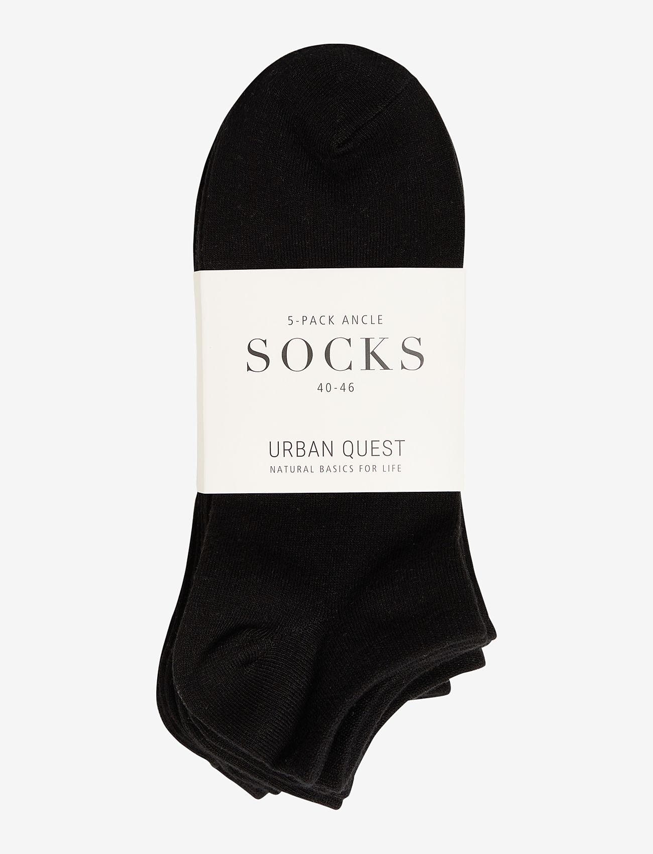 URBAN QUEST - URBAN QUEST The Bamboo Mens 5-Pack Footie - laveste priser - black - 1