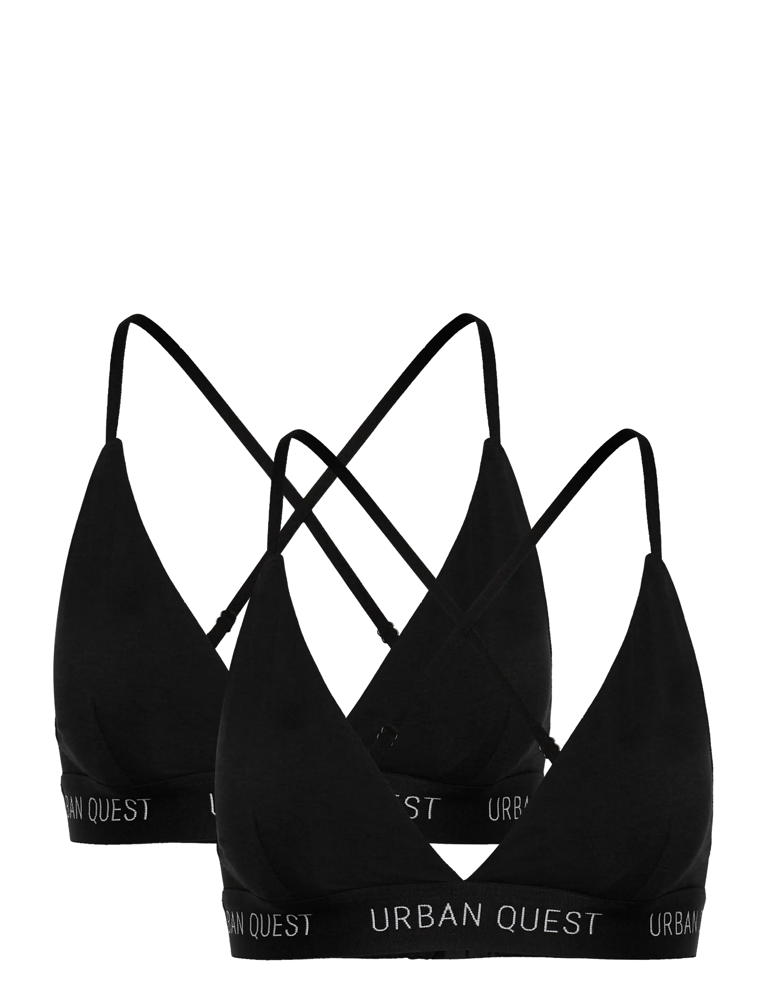 URBAN QUEST 2-Pack Women Bamboo Triangle Bra - URBAN QUEST - BLACK / black
