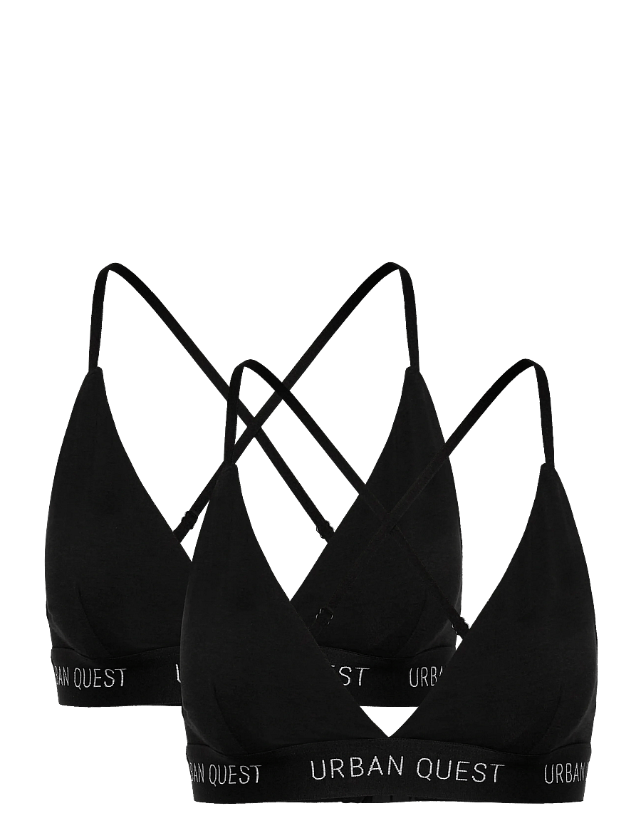 URBAN QUEST - 2-Pack Women Bamboo Triangle Bra - bralette - black - 0