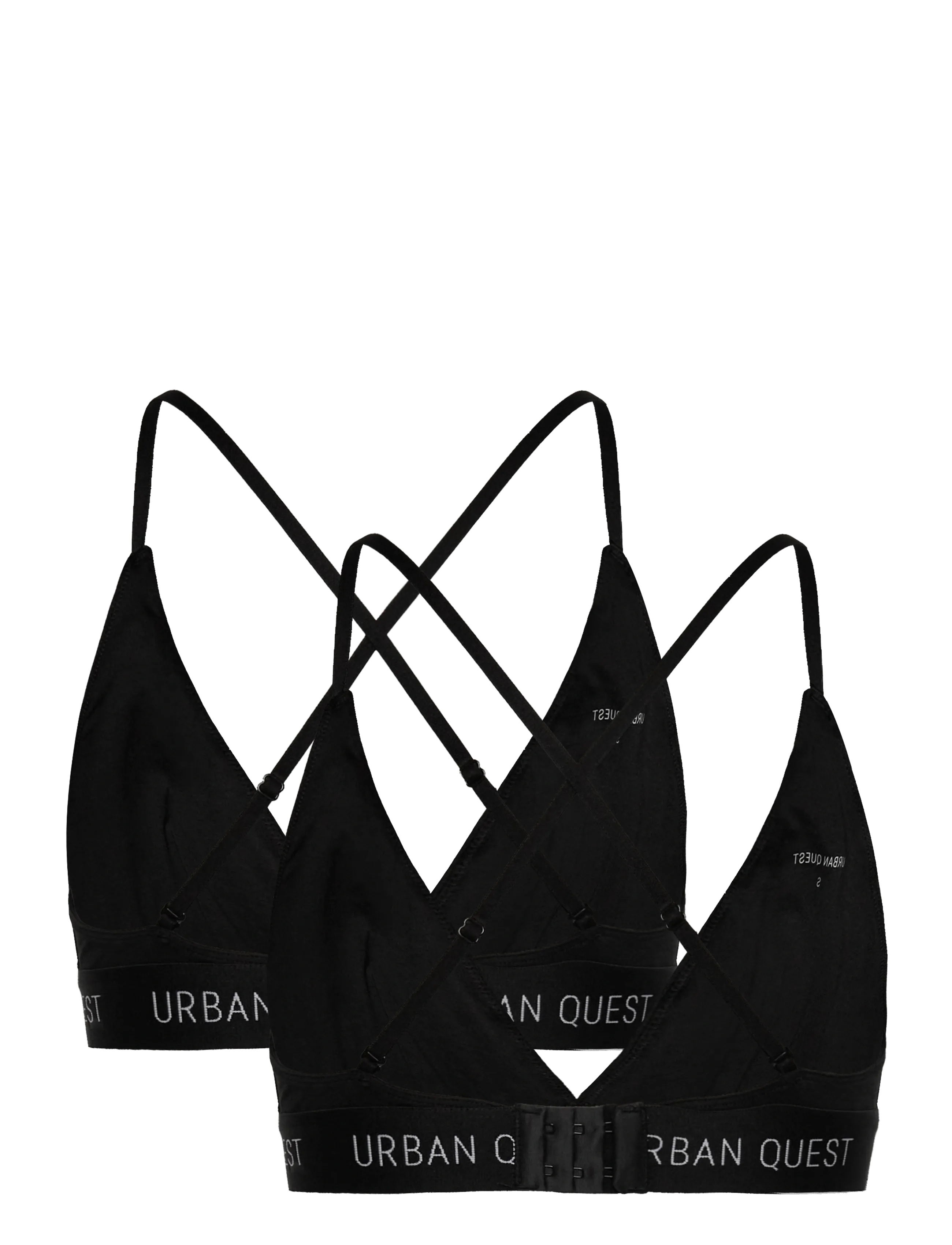 URBAN QUEST - 2-Pack Women Bamboo Triangle Bra - bralette - black - 3