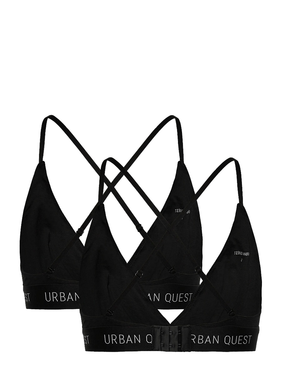 URBAN QUEST - 2-Pack Women Bamboo Triangle Bra - bralette - black - 3