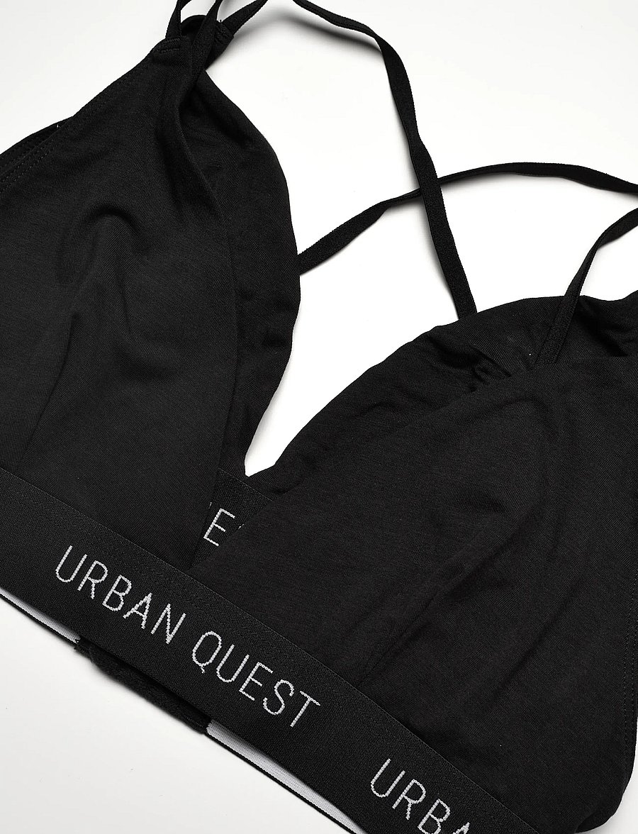 URBAN QUEST - 2-Pack Women Bamboo Triangle Bra - bralette - black - 1
