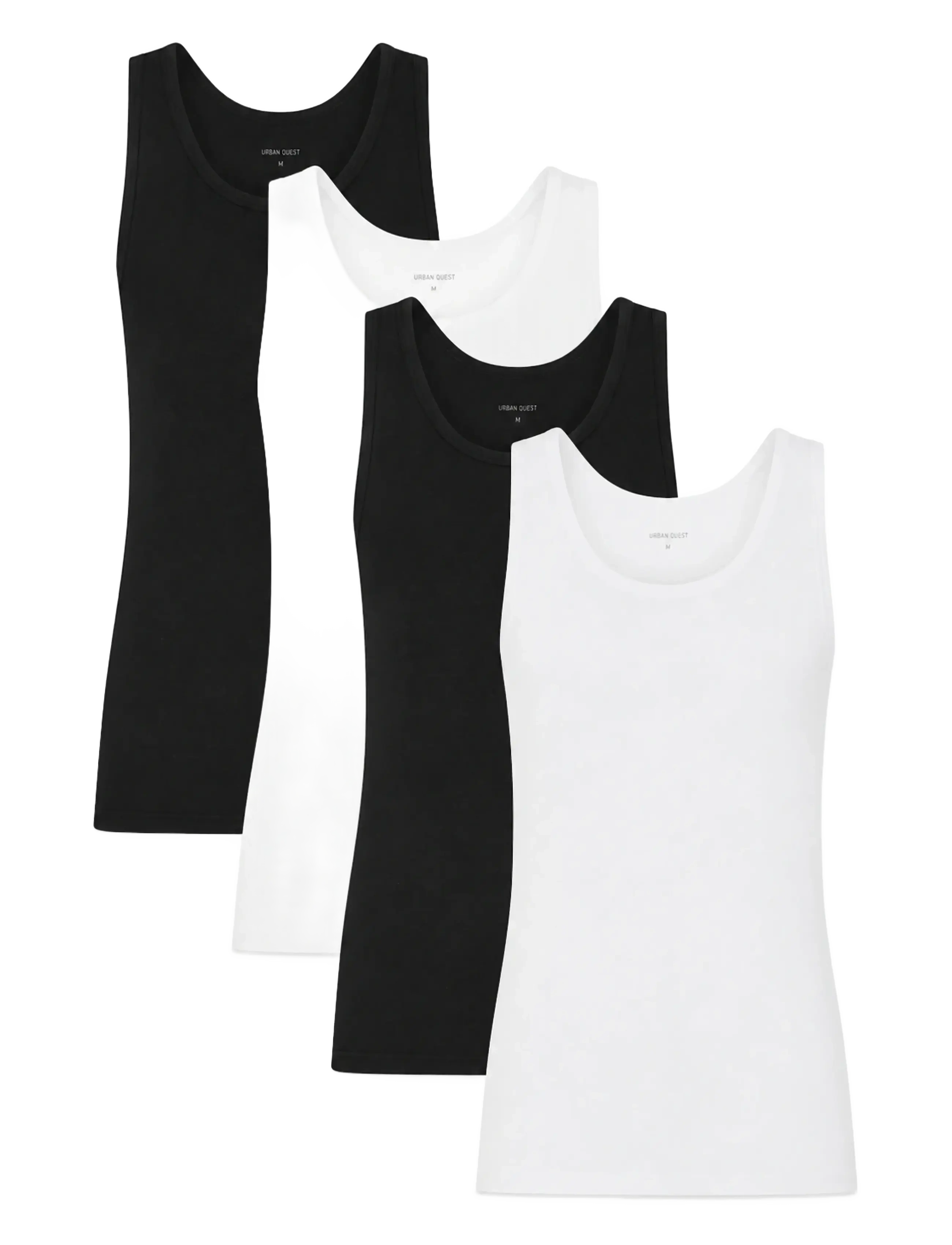 URBAN QUEST 4-Pack Women Bamboo Tank Top - T-shirts & Toppe - BLACK, WHITE / multi