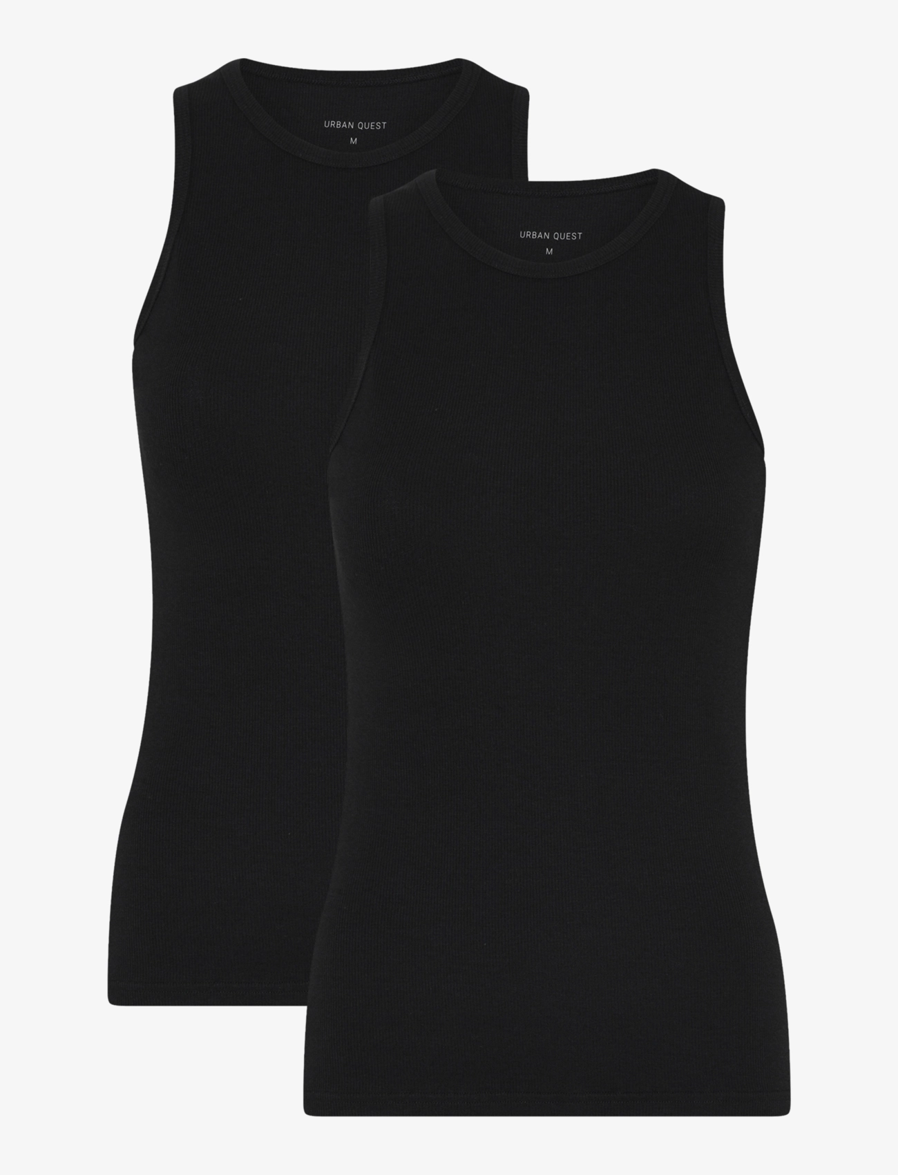 URBAN QUEST 2-Pack Damen Bamboo Tank Oberteil Rib Schwarz - XS - Damen