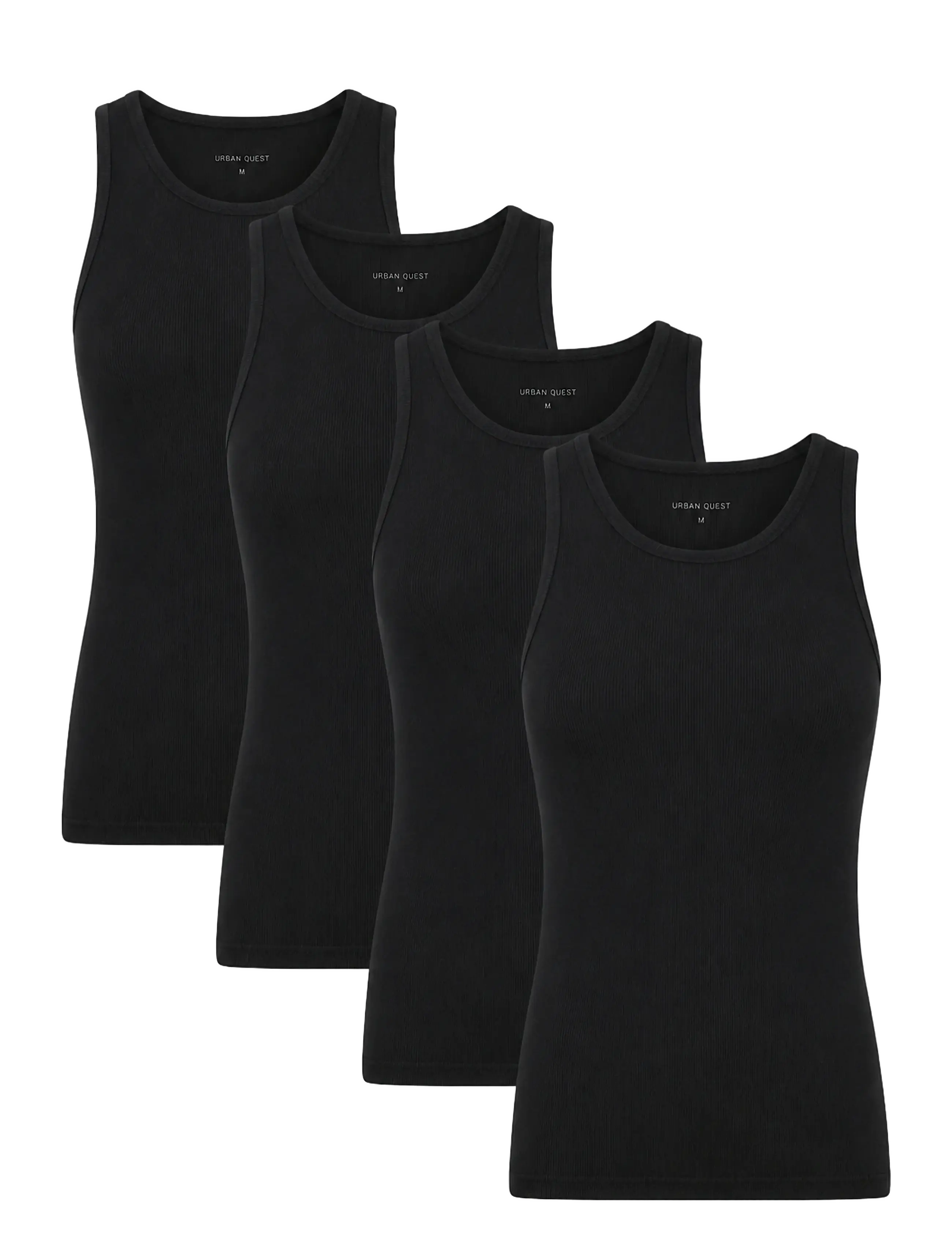 URBAN QUEST 4-Pack Women Bamboo Tank Top RIB - T-shirts & Toppe - BLACK / black