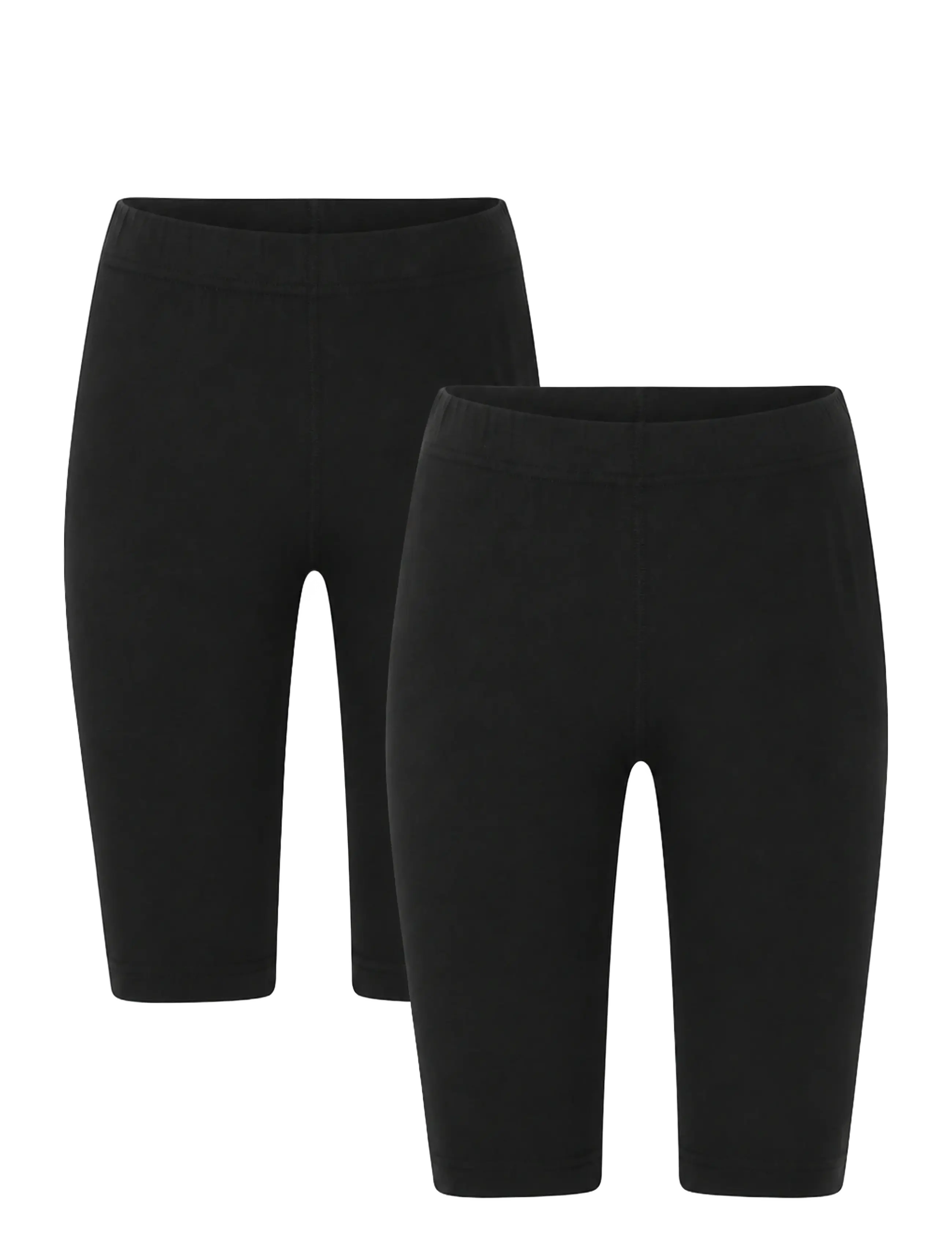 URBAN QUEST 2-Pack Damen Bamboo Kurz Leggings Schwarz - L - Damen