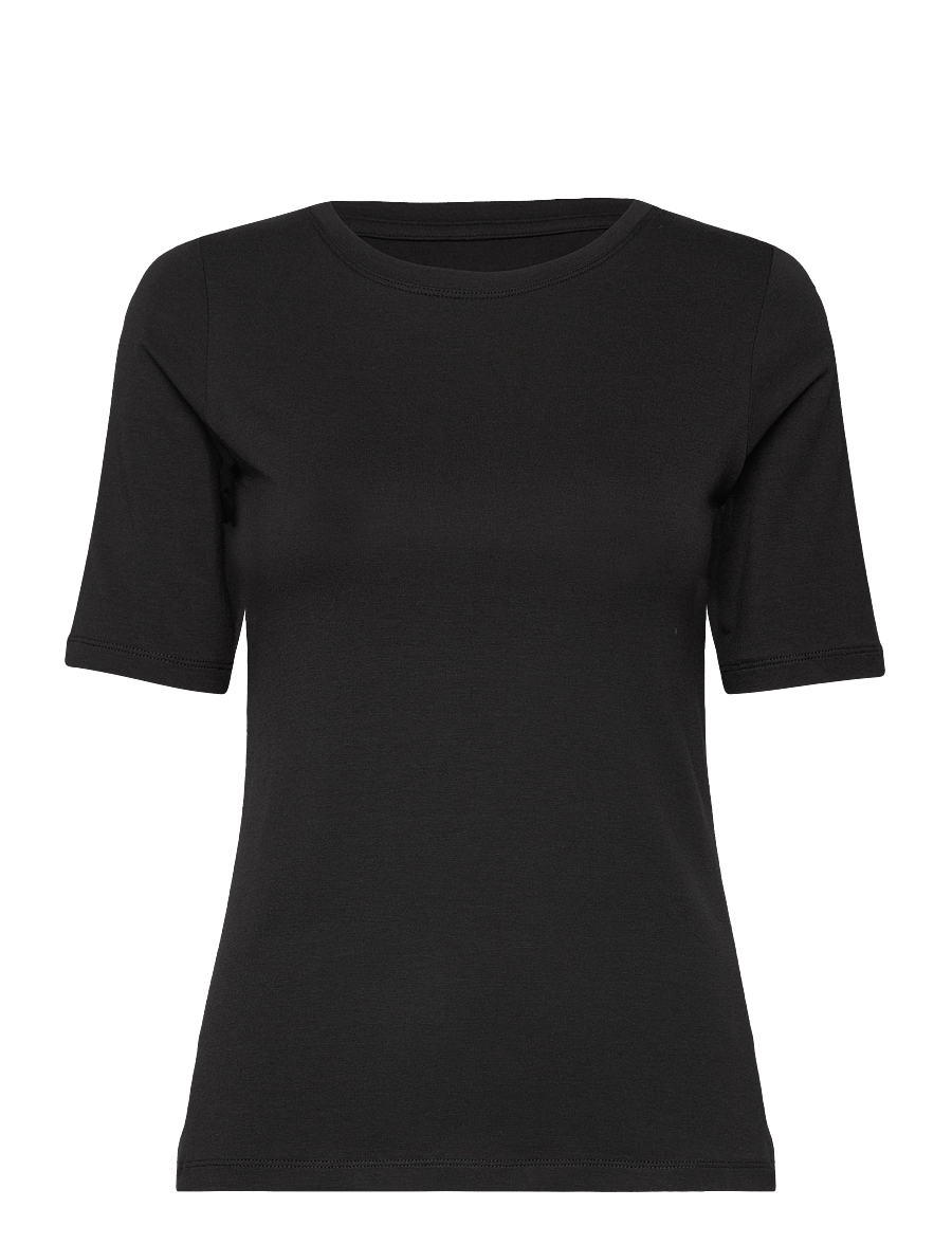 URBAN QUEST - Women Bamboo S/S T-shirt Slim Fit - tops - black - 1