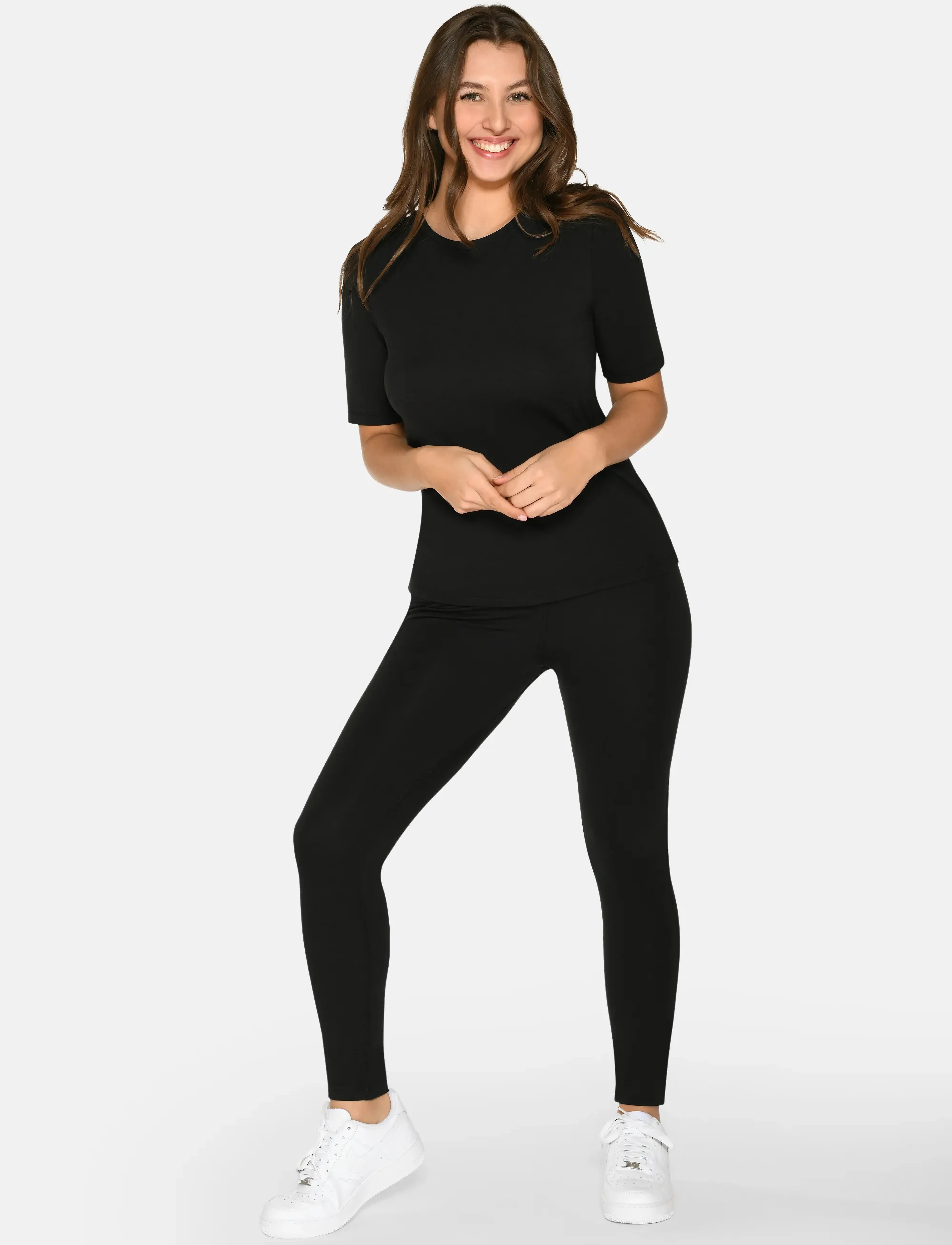 URBAN QUEST Women Bamboo S/S T-Shirt Slim Fit, XS, Black, Nat- Og Loungewear > Toppe, Dame