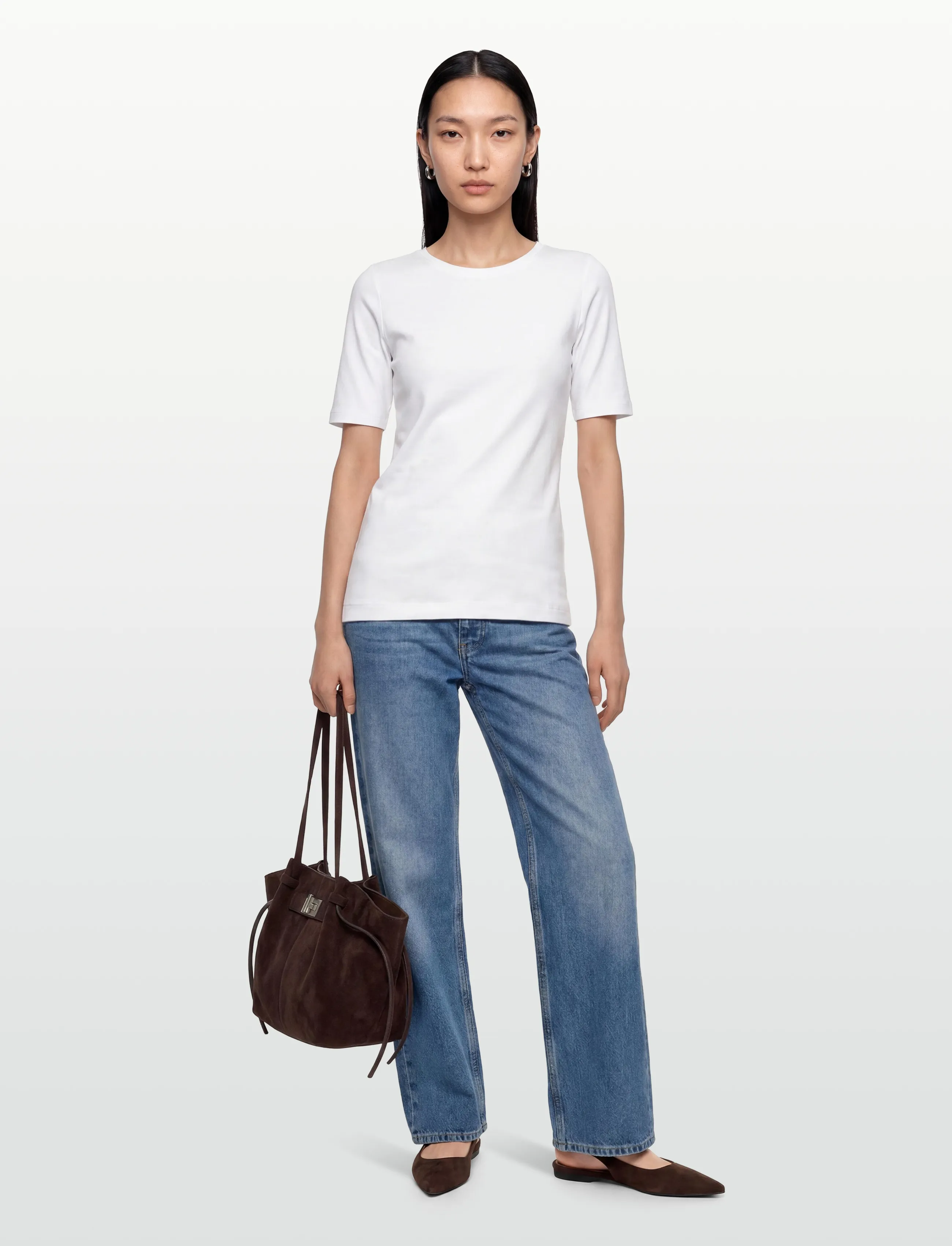 URBAN QUEST - Women Bamboo S/S T-shirt Slim Fit - overdele - white - 0