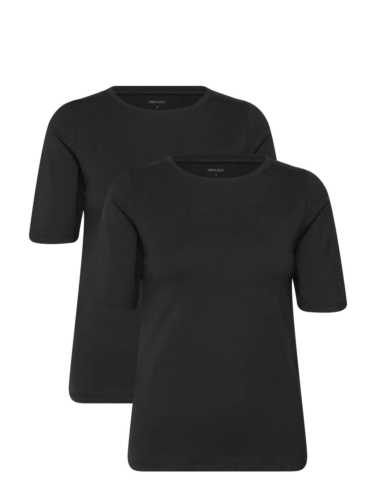 URBAN QUEST 2-Pack Women Bamboo Shortsleeved T-shirt Slim Fit - Kampagner - BLACK / black