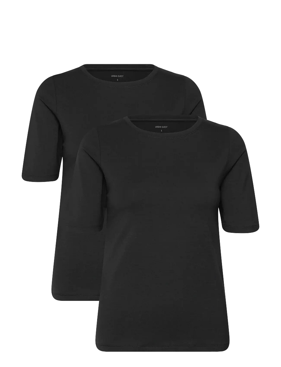 URBAN QUEST - 2-Pack Women Bamboo Shortsleeved T-shirt Slim Fit - t-shirts - black - 1