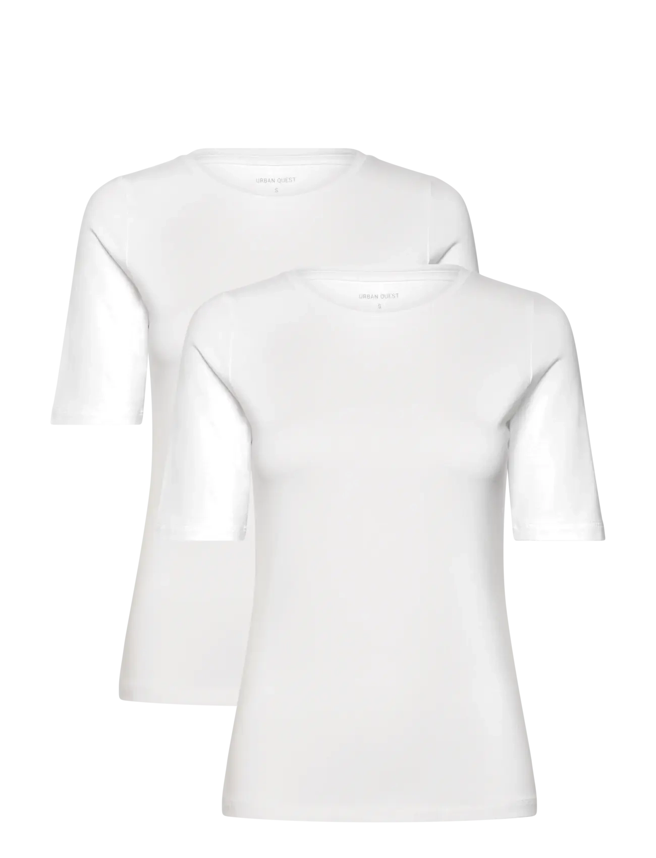 URBAN QUEST 2-Pack Women Bamboo Shortsleeved T-shirt Slim Fit - URBAN QUEST - WHITE / white